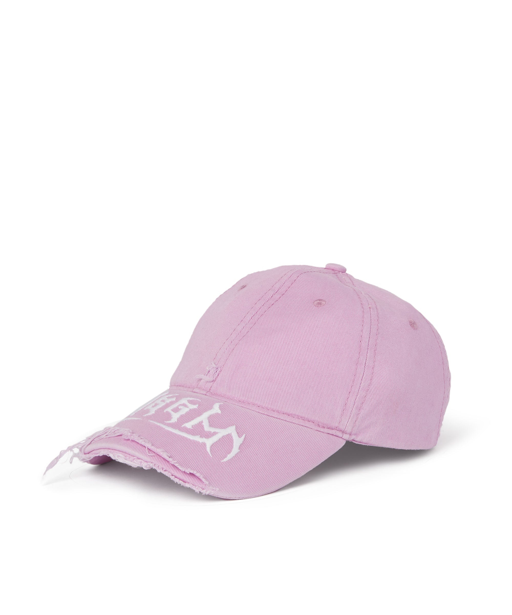 Gabardine cotton baseball cap with distressed effect and embroidered label - 1