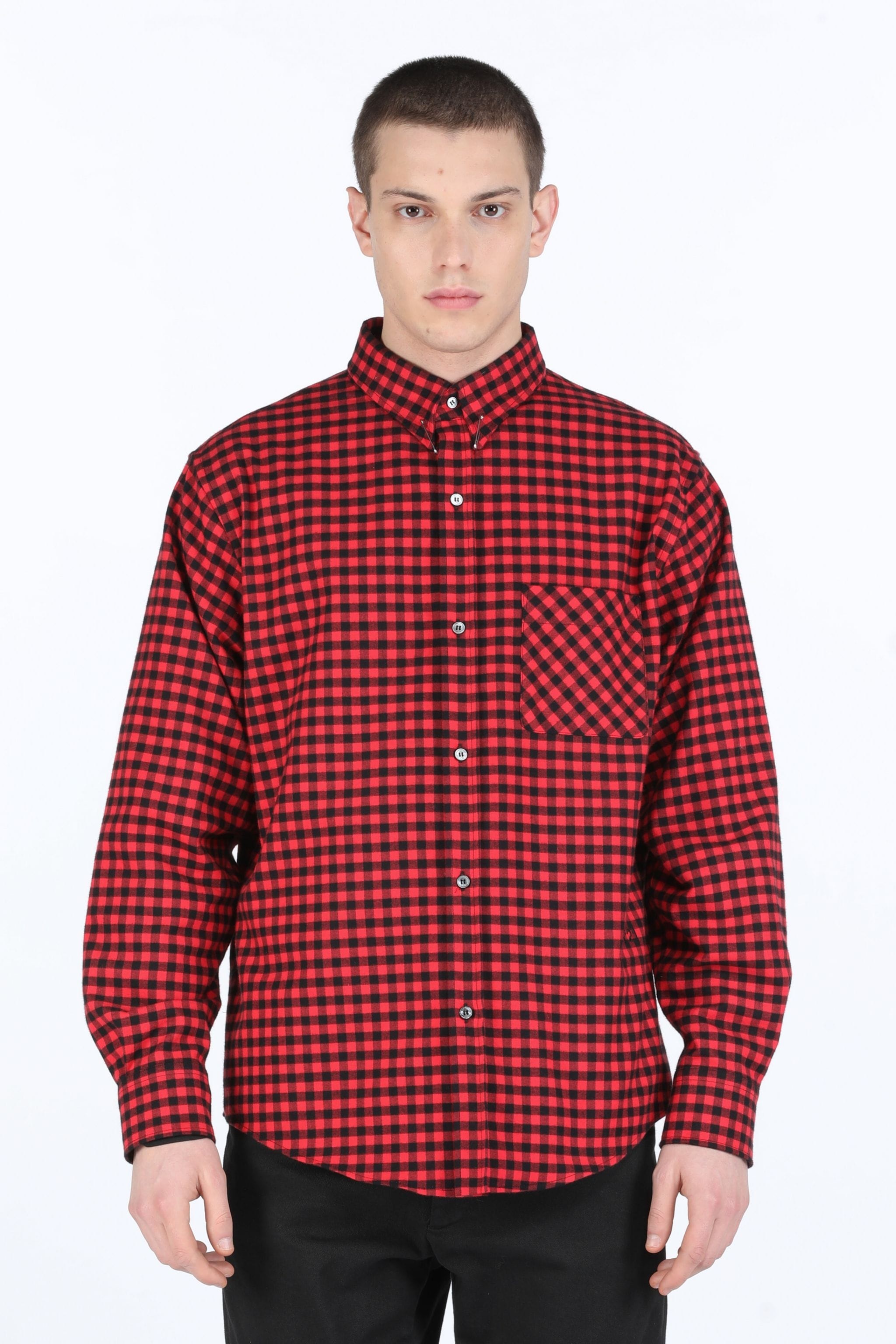 【MODERNIF】Brick check shirt Boxy Fit Bleached Check Shirt | boohoo