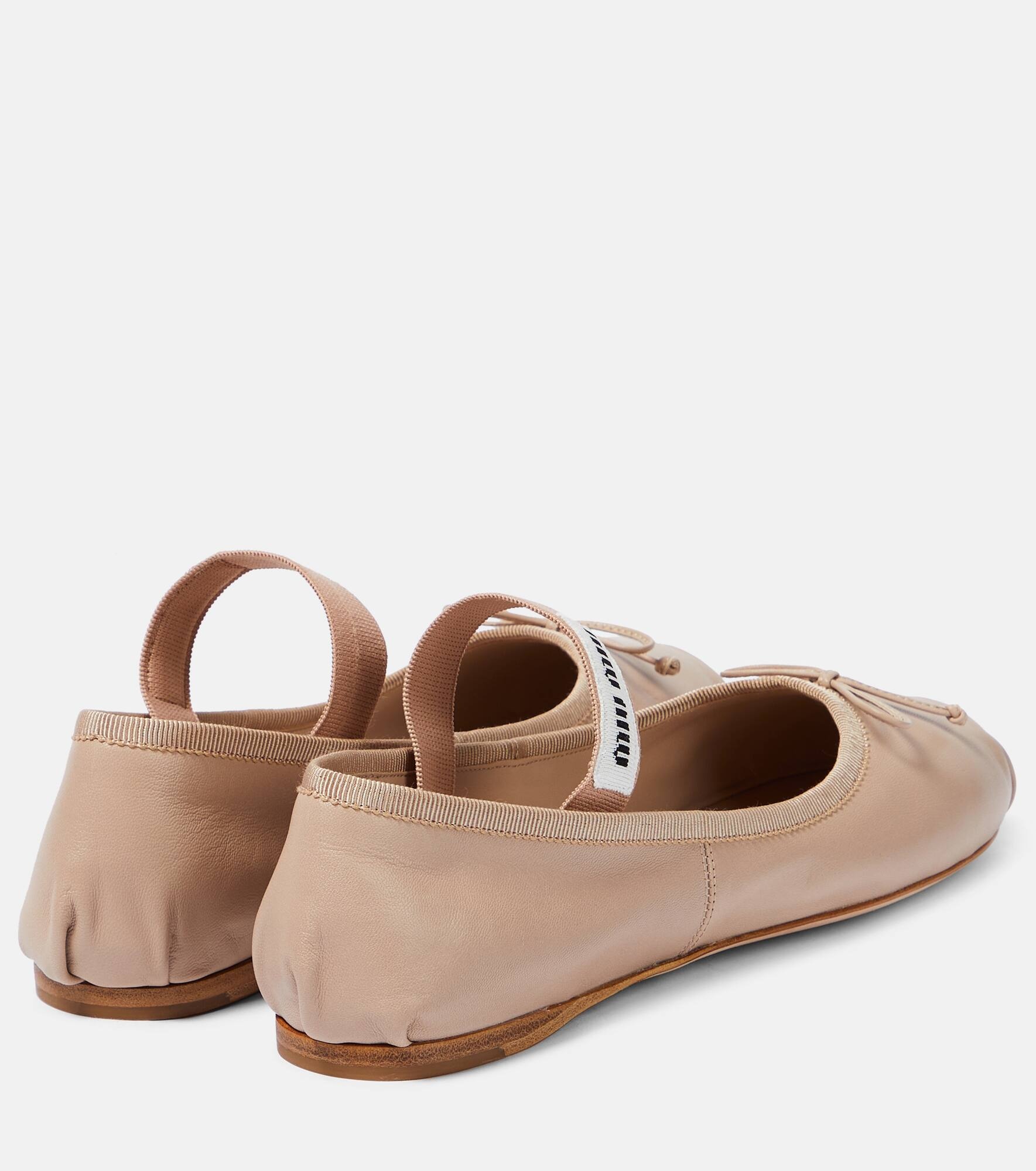 Logo leather ballet flats - 3