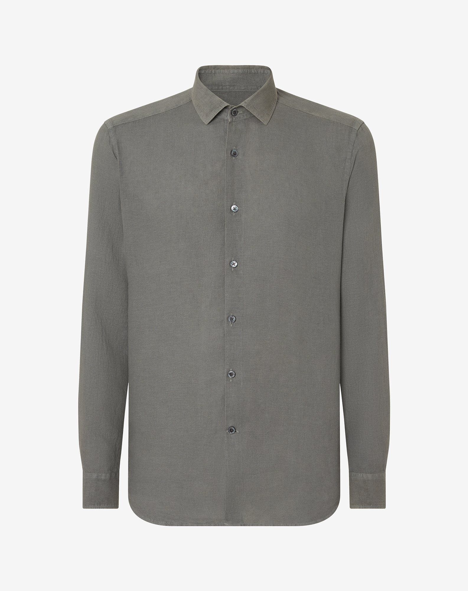 Grey pure linen shirt - 1