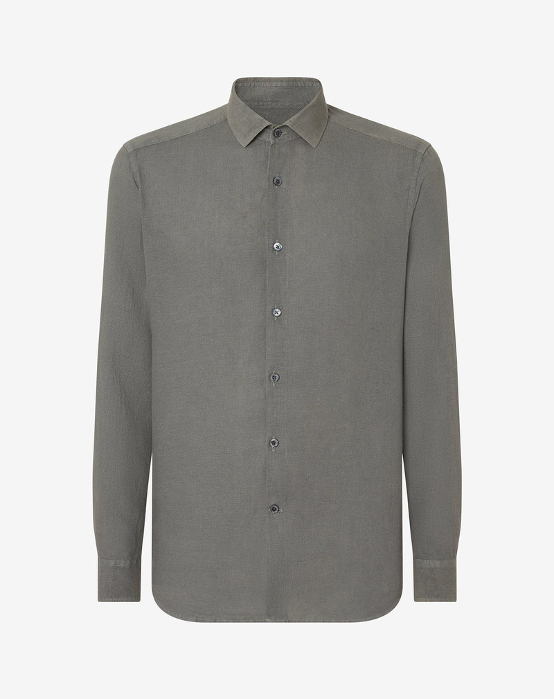 Grey pure linen shirt 1