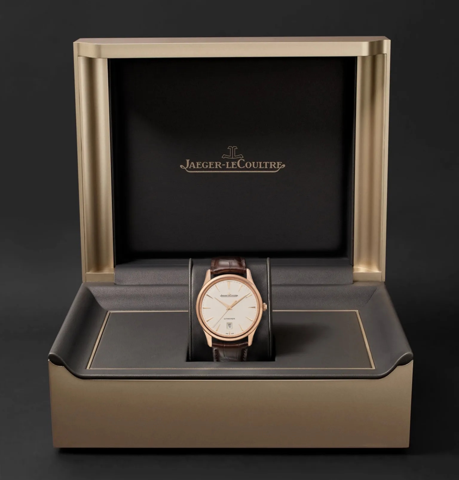 Master Ultra Thin Date Automatic 39mm 18-Karat Rose Gold and Alligator Watch, Ref No. 1232510 - 9