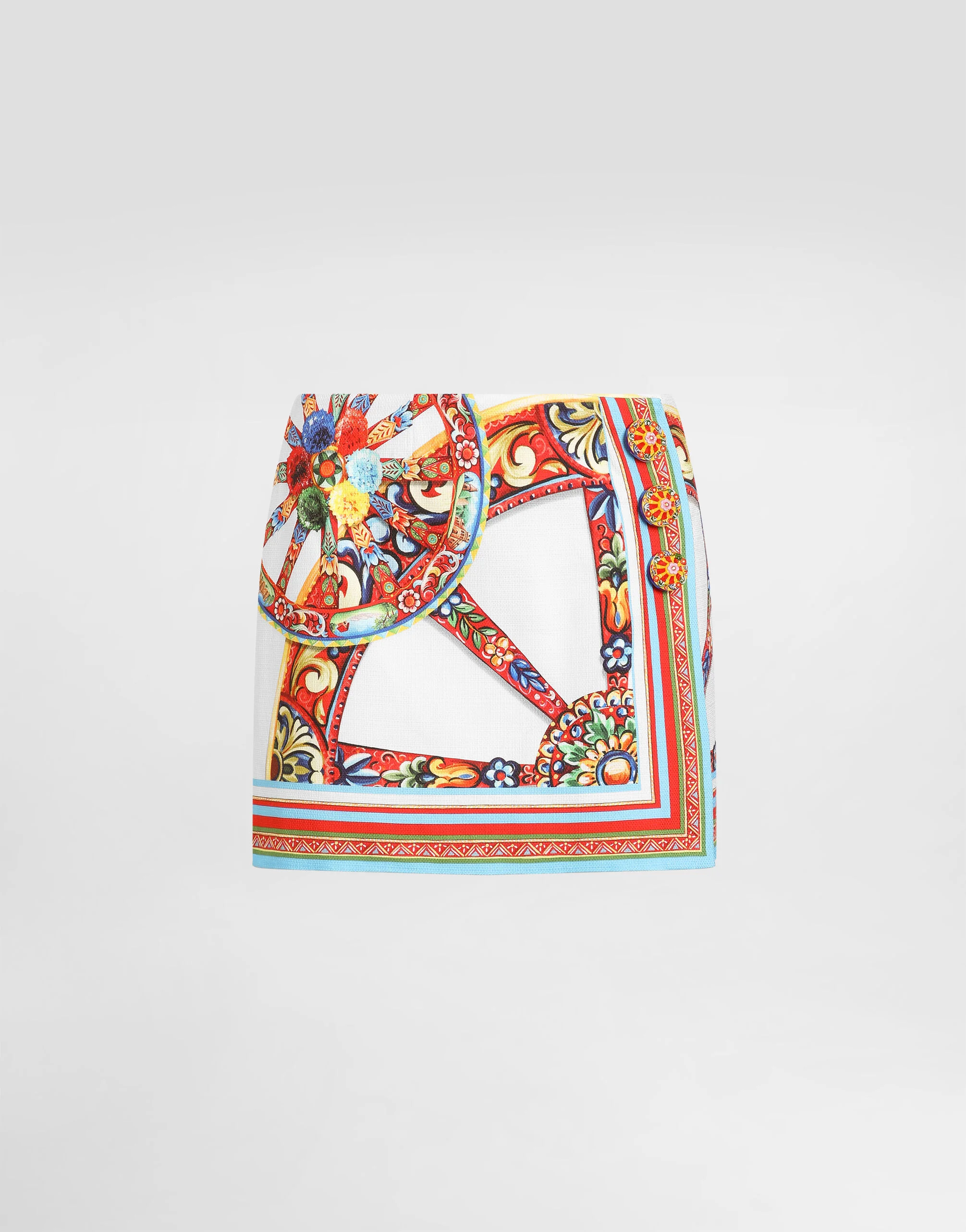 Carretto-print fabric miniskirt - 1