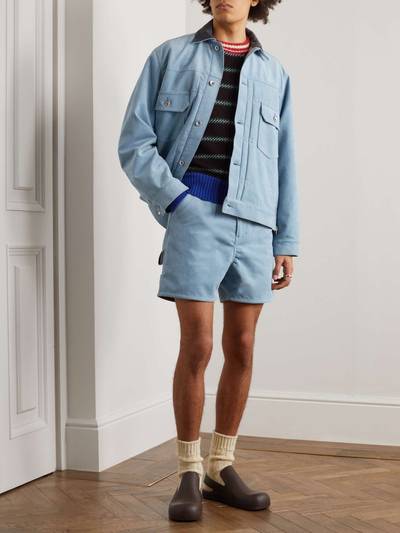 sacai Straight-Leg Belted Faux Suede Shorts outlook