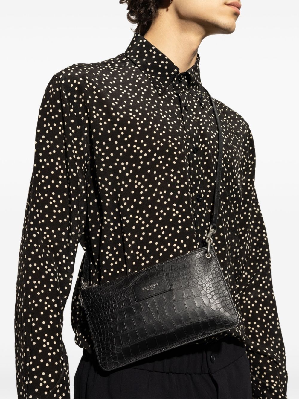crocodile-embossed shoulder bag - 2