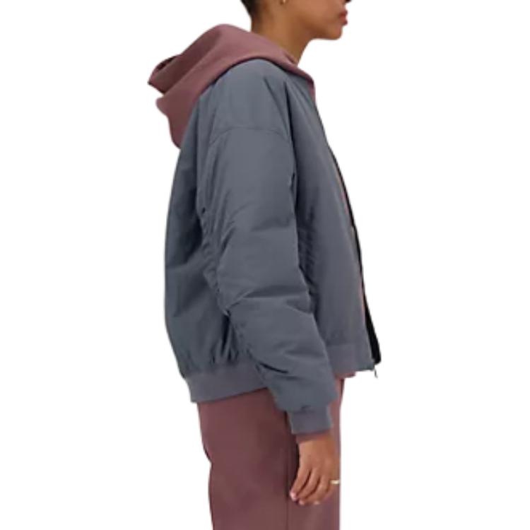 (WMNS) New Balance Linear Heritage Woven Bomber Jacket 'Graphite' WJ33507-GT - 4