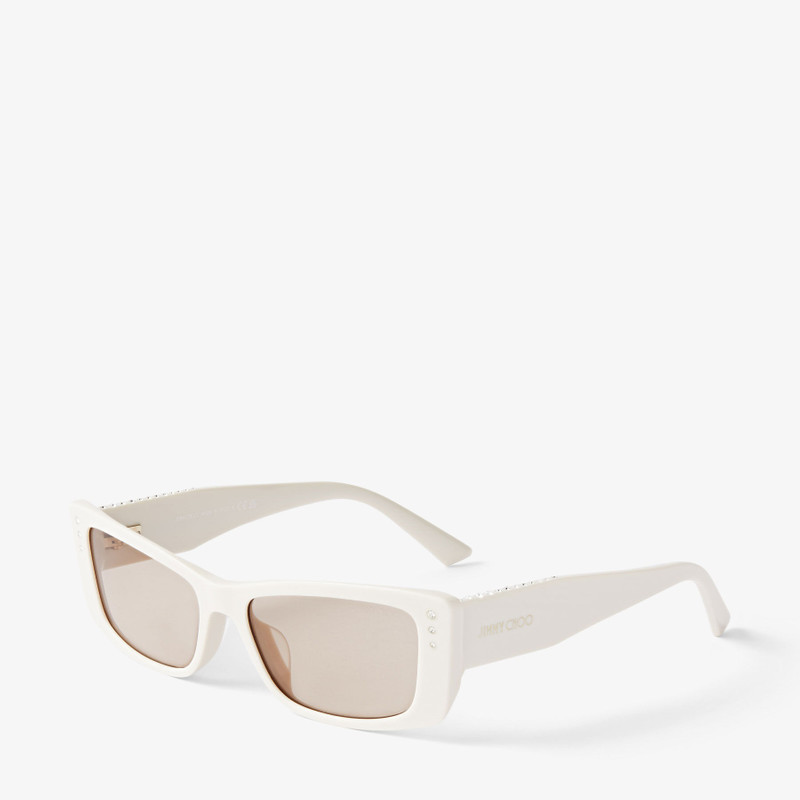 JIMMY CHOO Lexy
White Rectangular Sunglasses with Crystals outlook