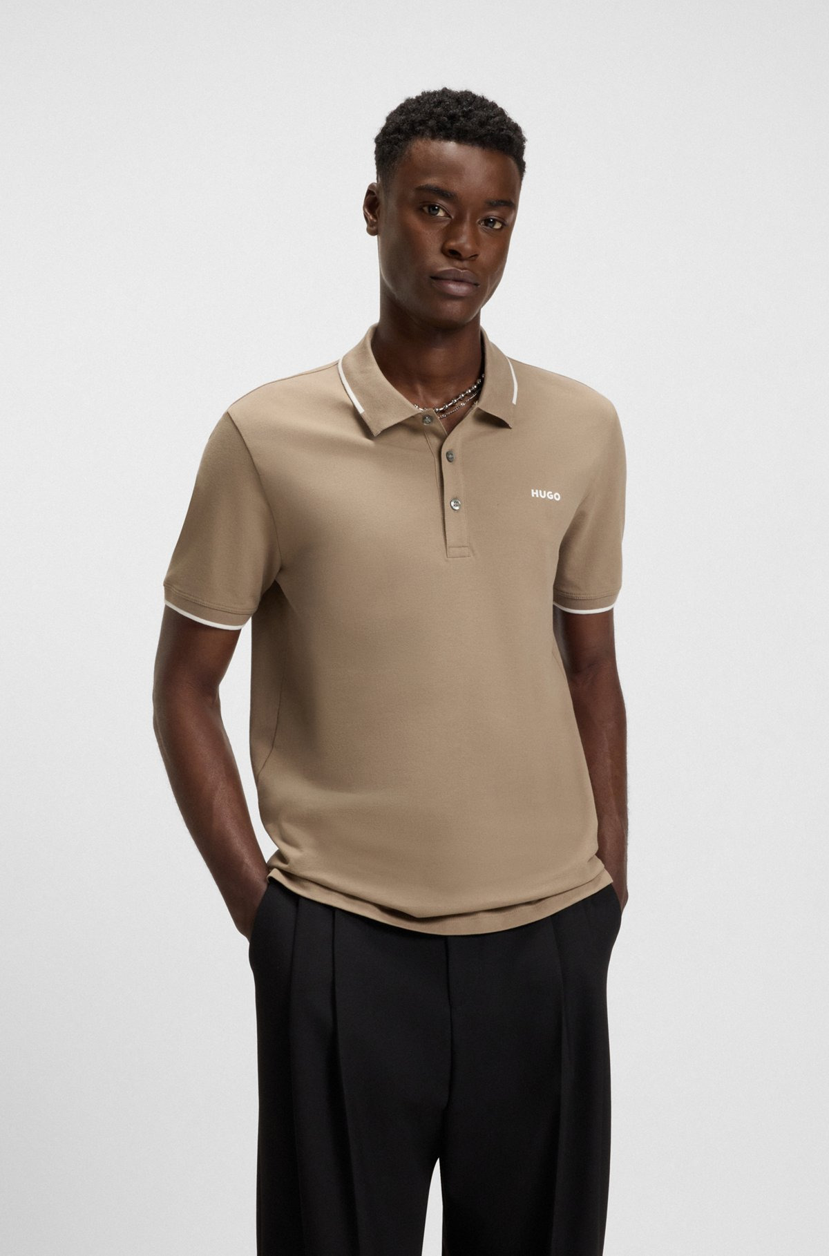 STRETCH-COTTON SLIM-FIT POLO SHIRT WITH PRINTED LOGO - 2