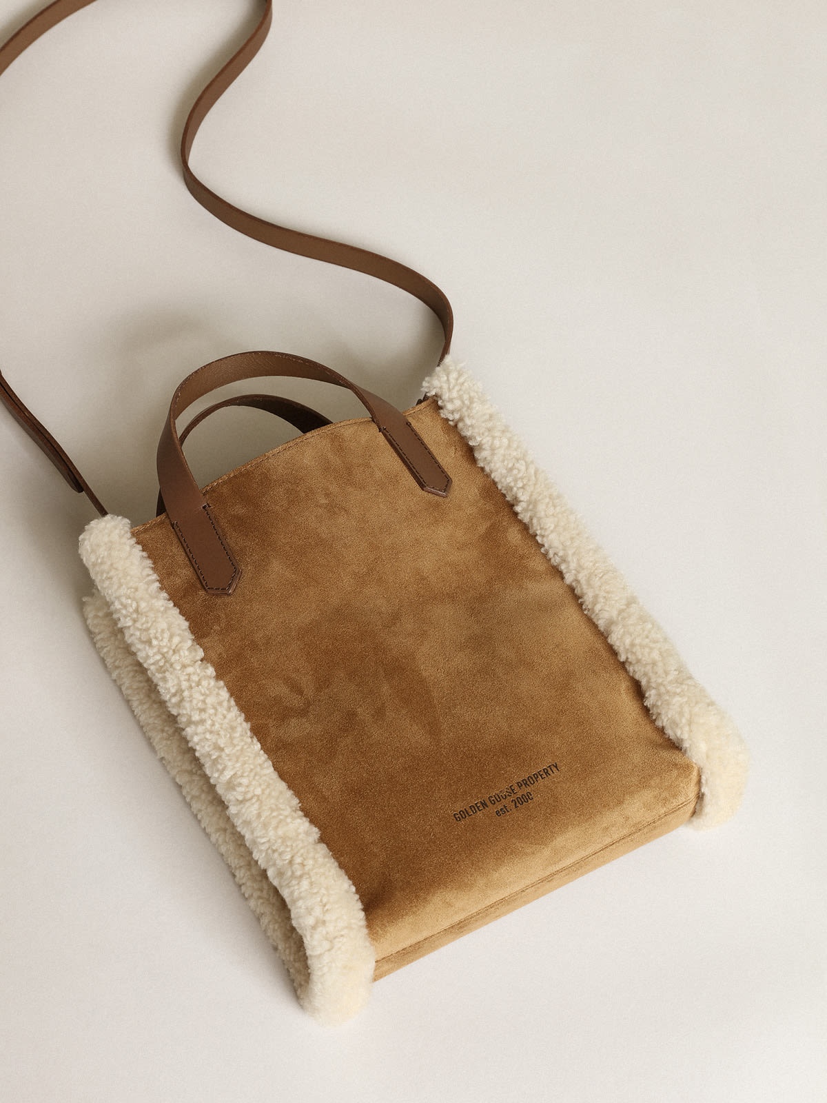 Mini California Bag in suede leather with shearling trim - 4
