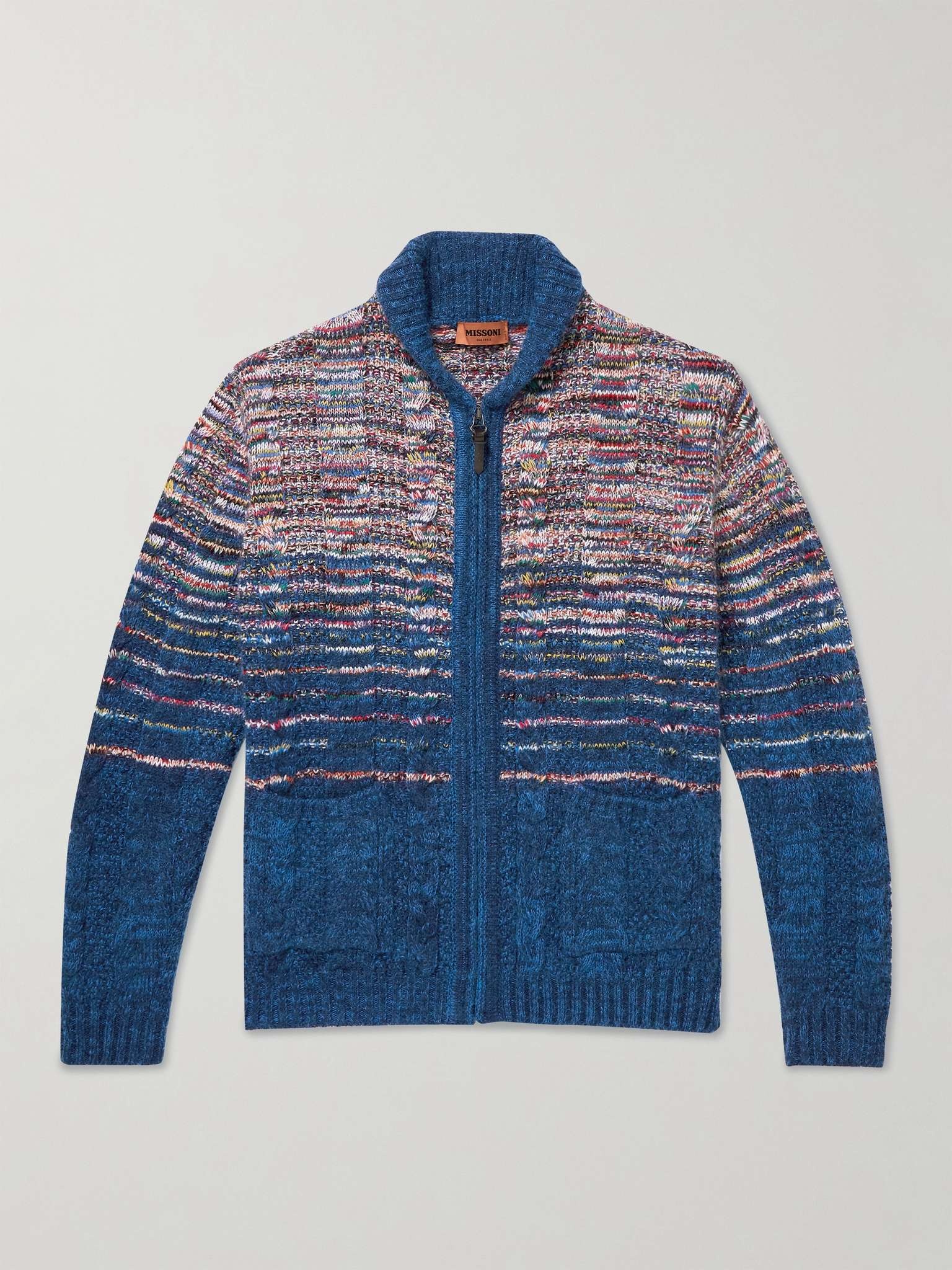 Space-Dyed Cable-Knit Wool-Blend Zip-Up Cardigan - 1