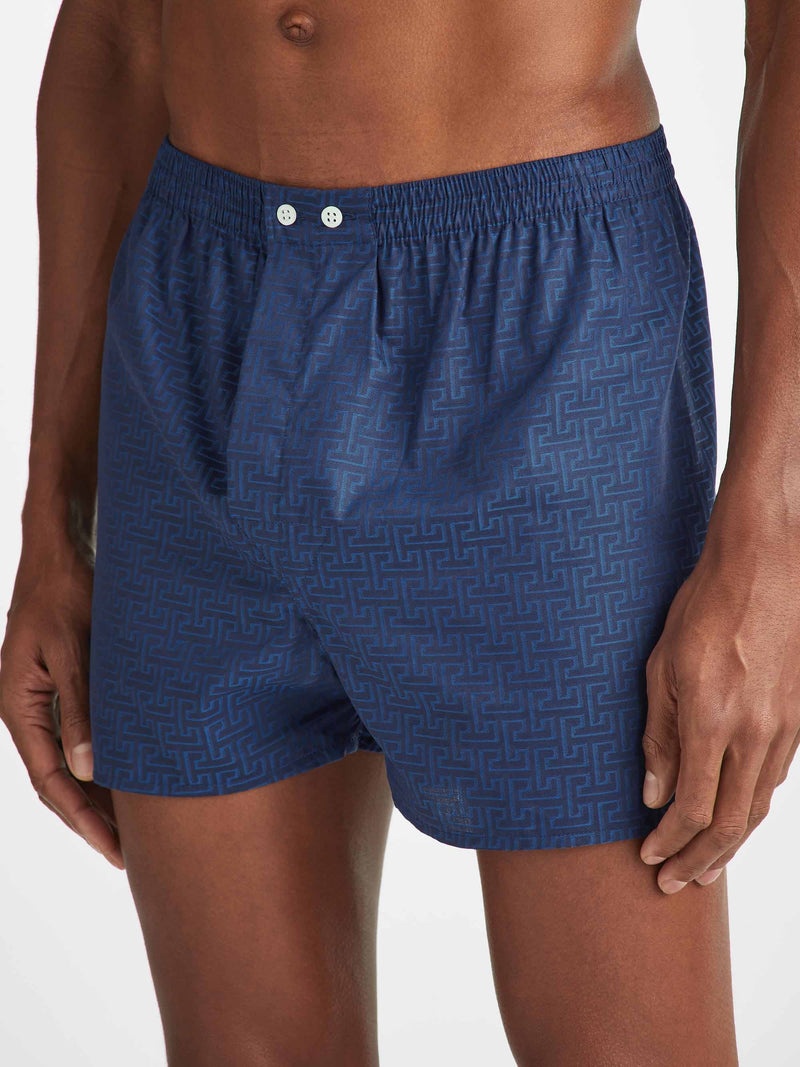 Men's Classic Fit Boxers Paris 27 Cotton Jacquard Navy - 5
