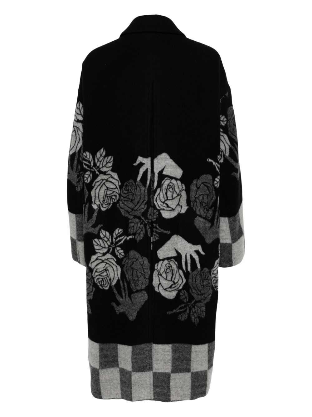 floral-jacquard buttoned coat - 2