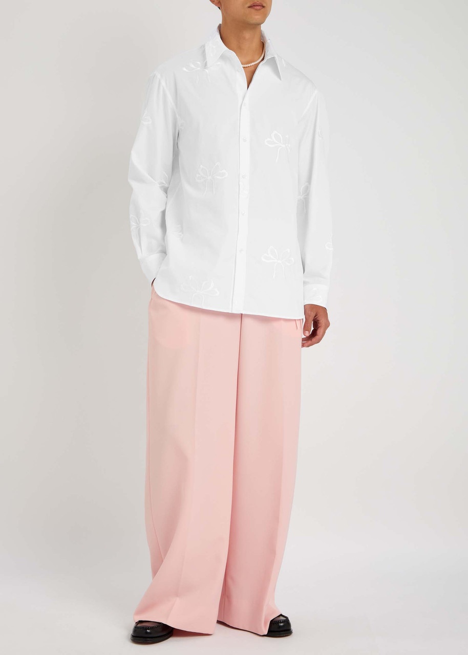 Simone Rocha Carnation Bow-embroidered Cotton-poplin Shirt - 4