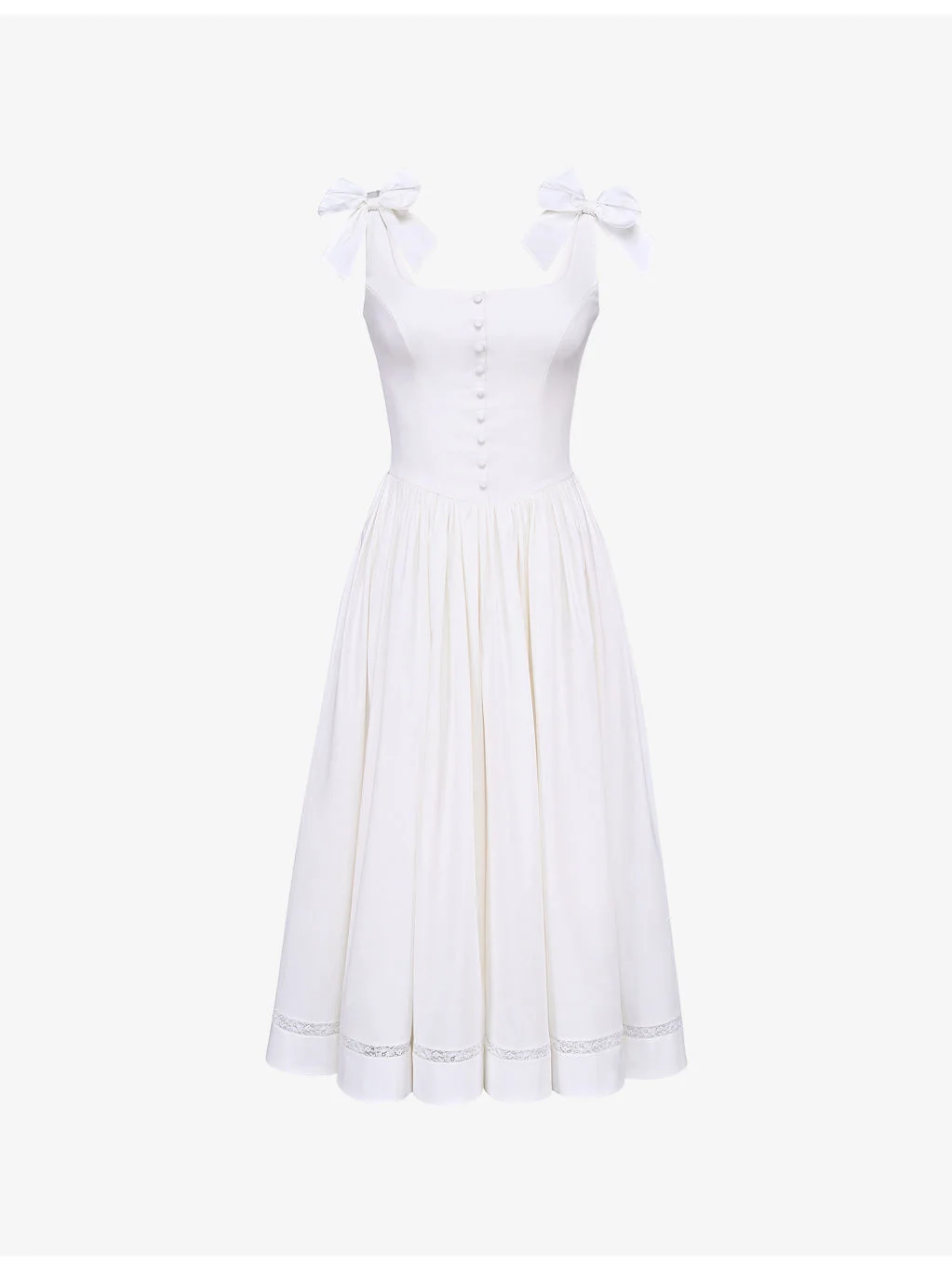 Lillia Bow-Detail Stretch-Cotton Midi Dress - 1