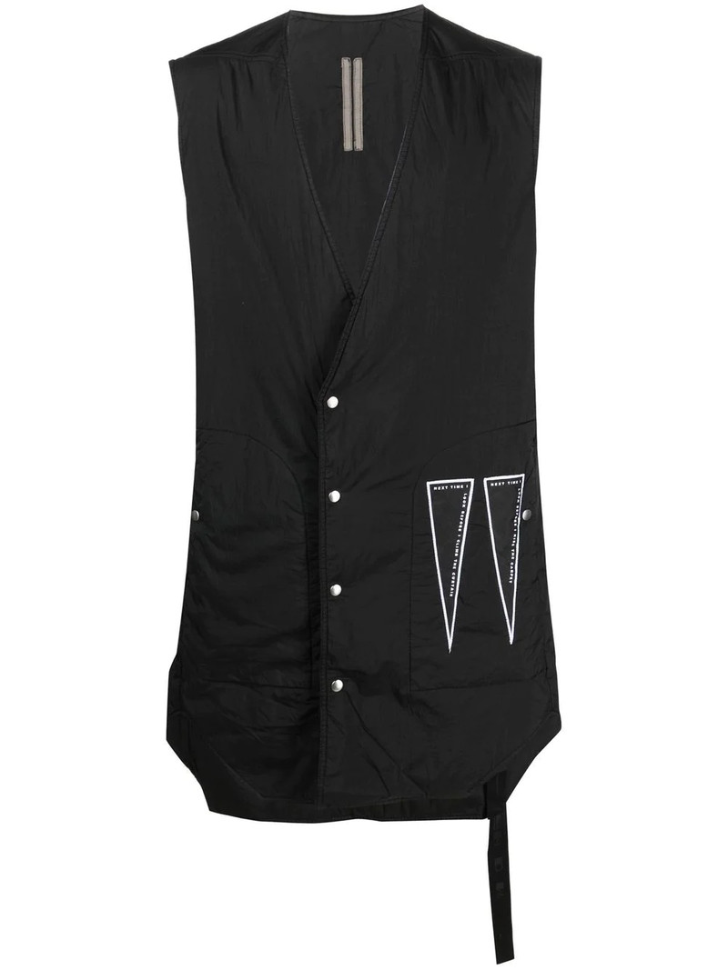 logo-print sleeveless coat 1