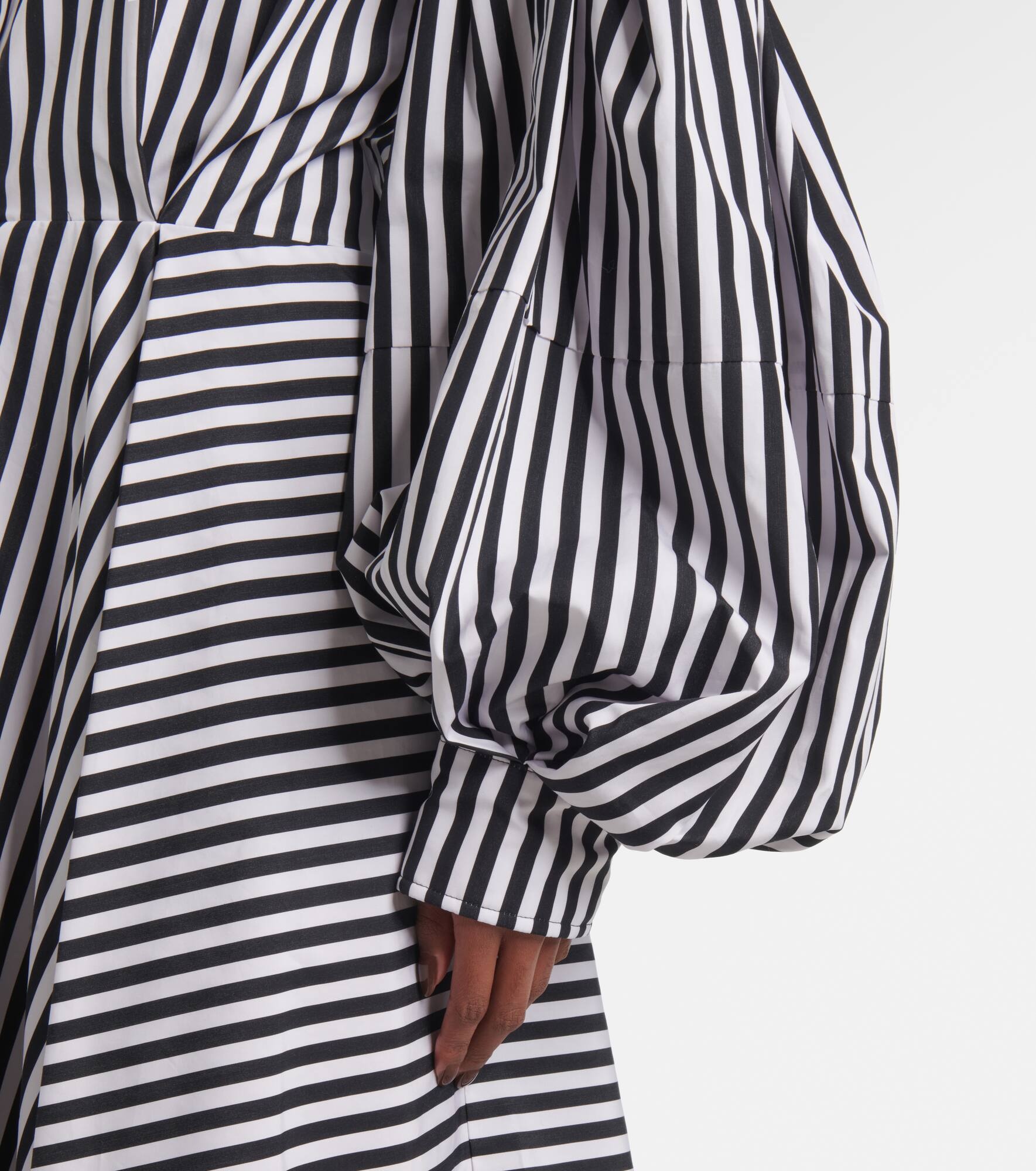 Striped cotton poplin midi dress - 5