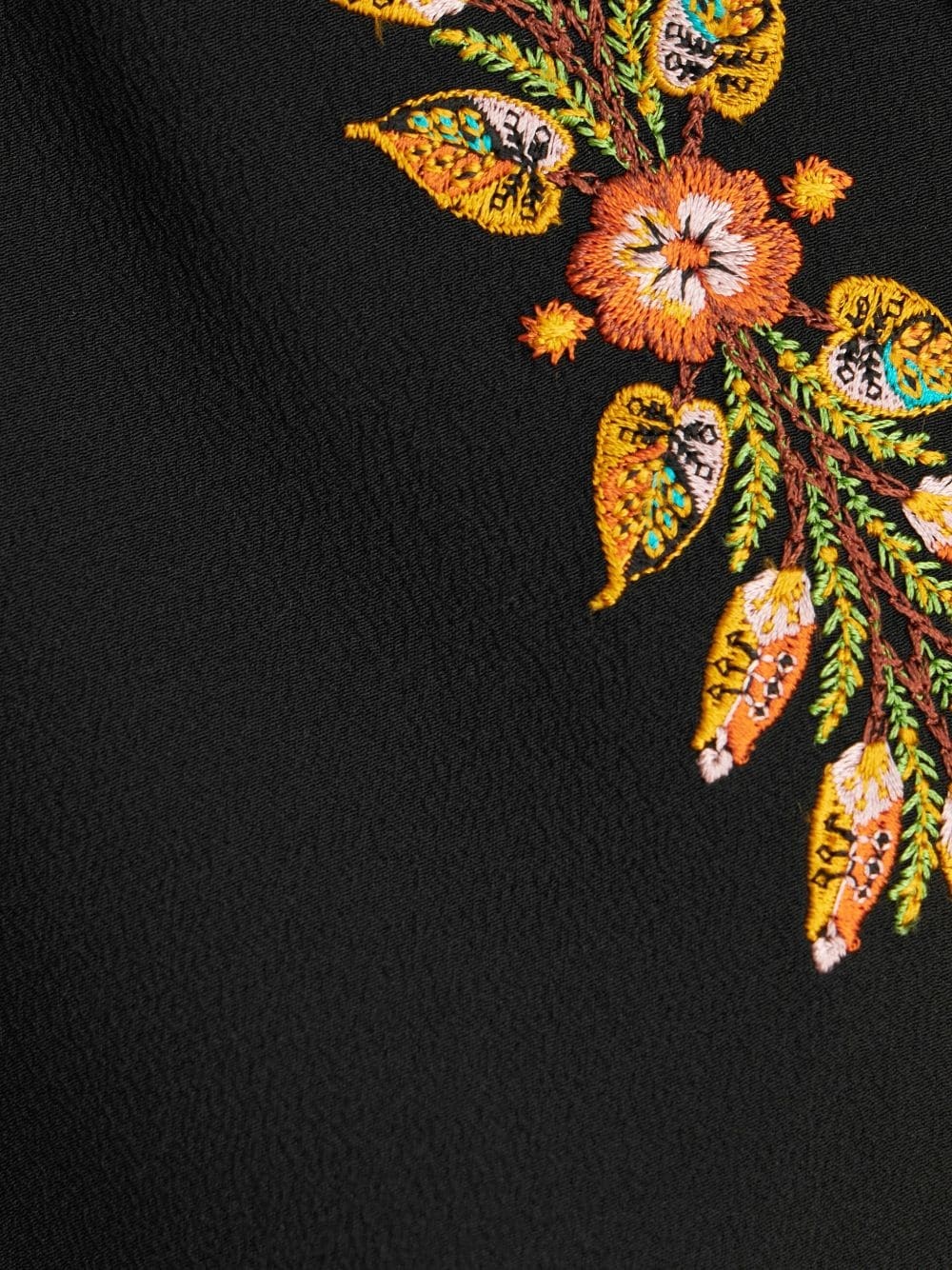 leaf-embroidery silk shirt - 3