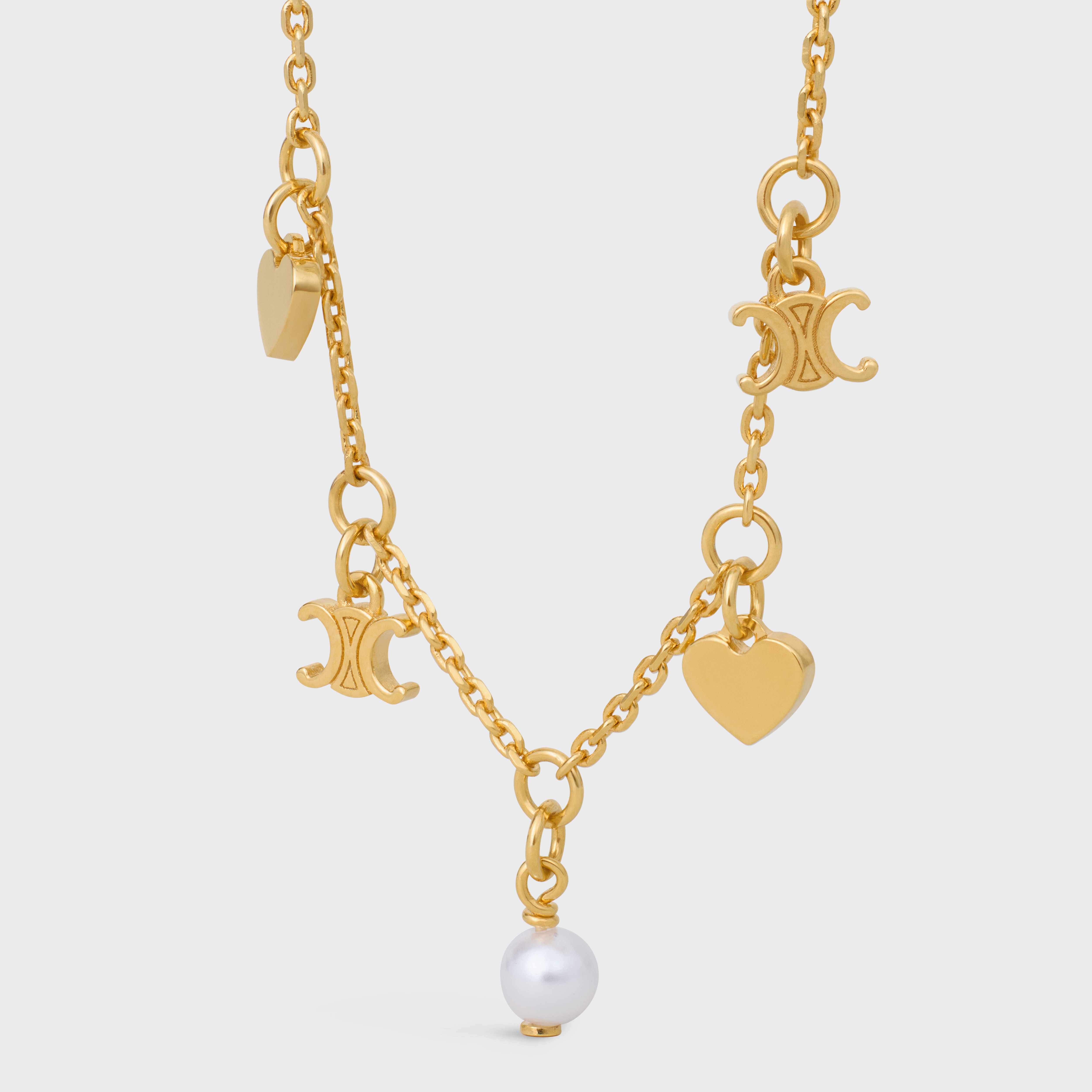 Cœur Celine Charms Bracelet in Brass with Gold Finish and Resin Pearl - 2