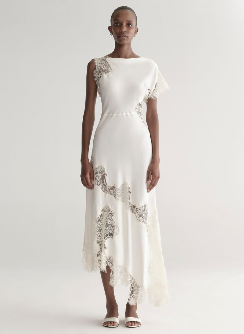 A.L.C. Alessia Textured Satin and Lace Maxi Dress outlook