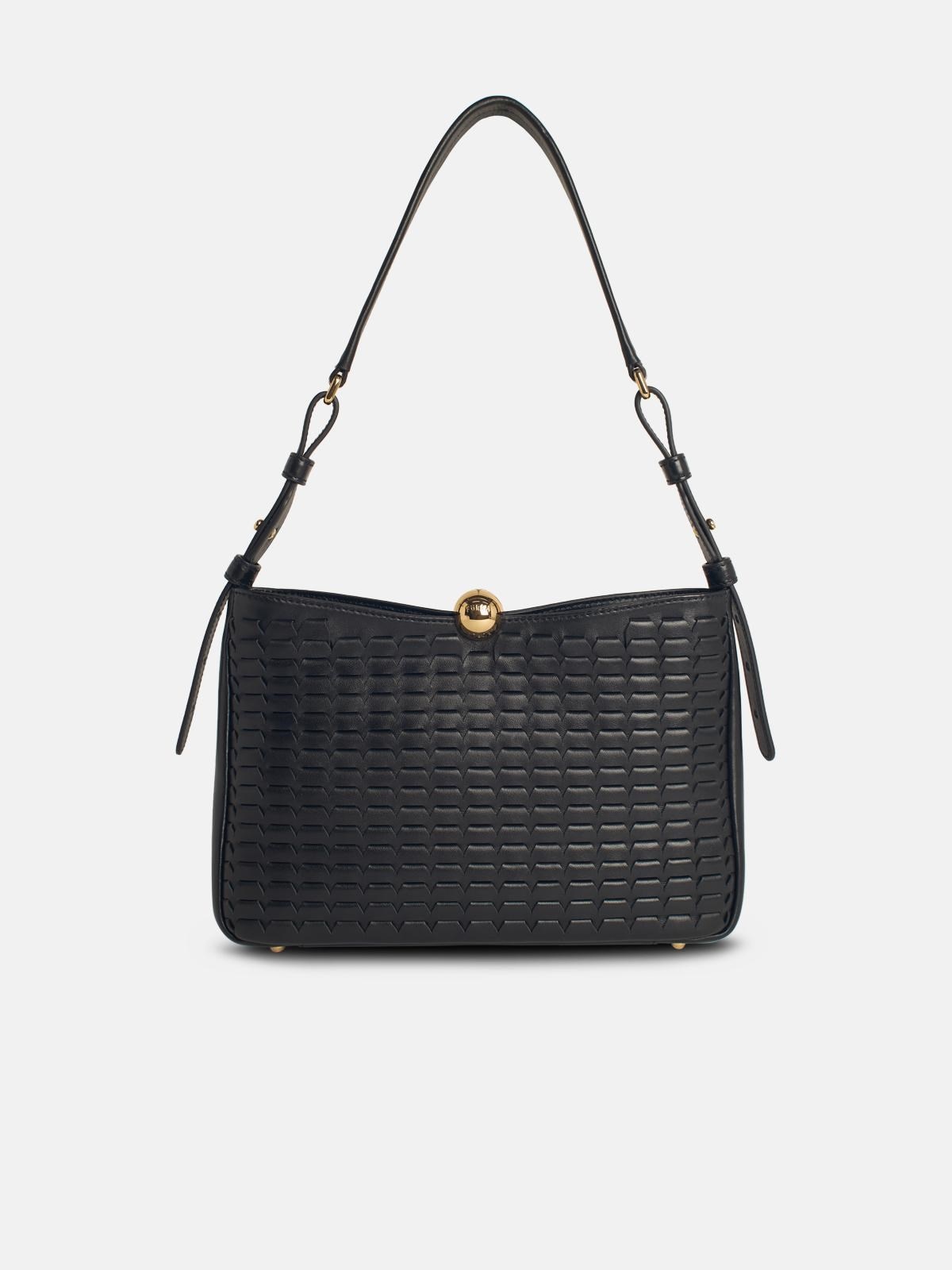 'SFERA SOFT' MEDIUM BLACK LEATHER CROSSBODY BAG - 1