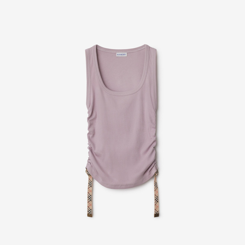 Check Trim Stretch Cotton Vest 1