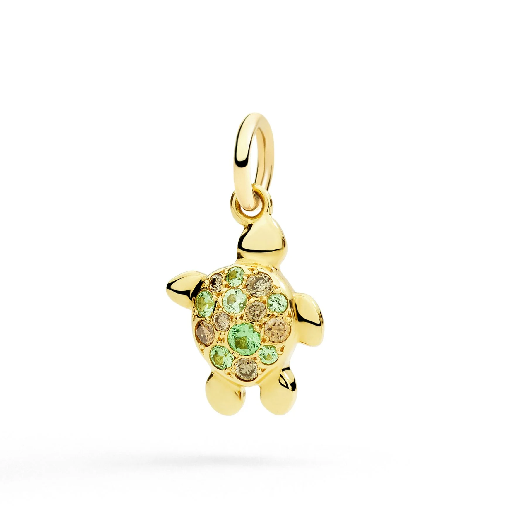 YELLOW GOLD TURTLE CHARM, TSAVORITES & DIAMONDS - 1