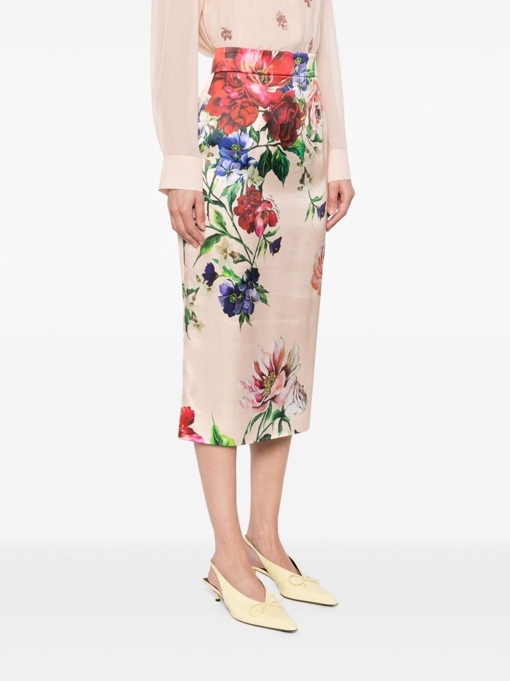 Flower print midi skirt - 5