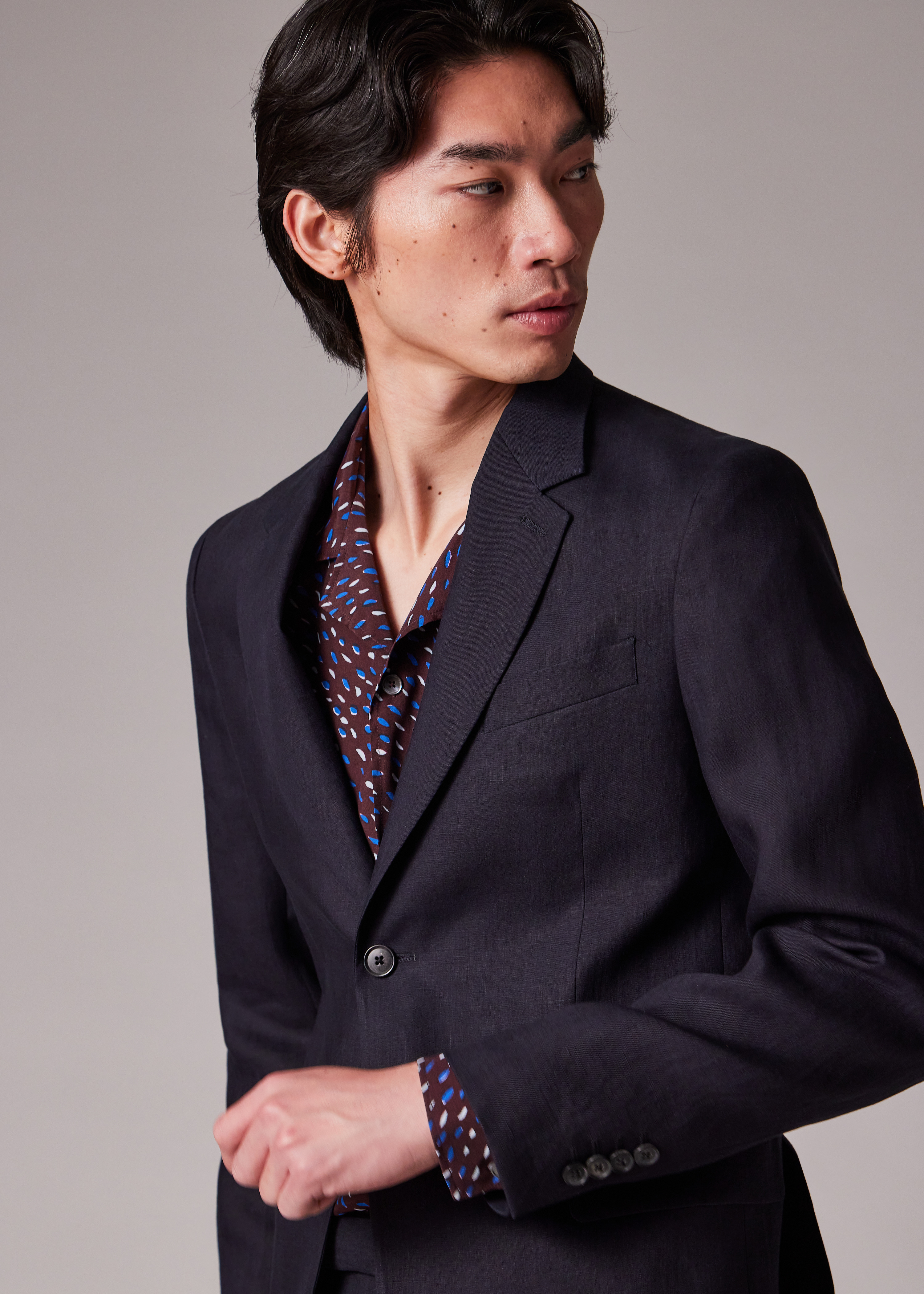 Dark Navy Linen Buggy-Lined Blazer - 5