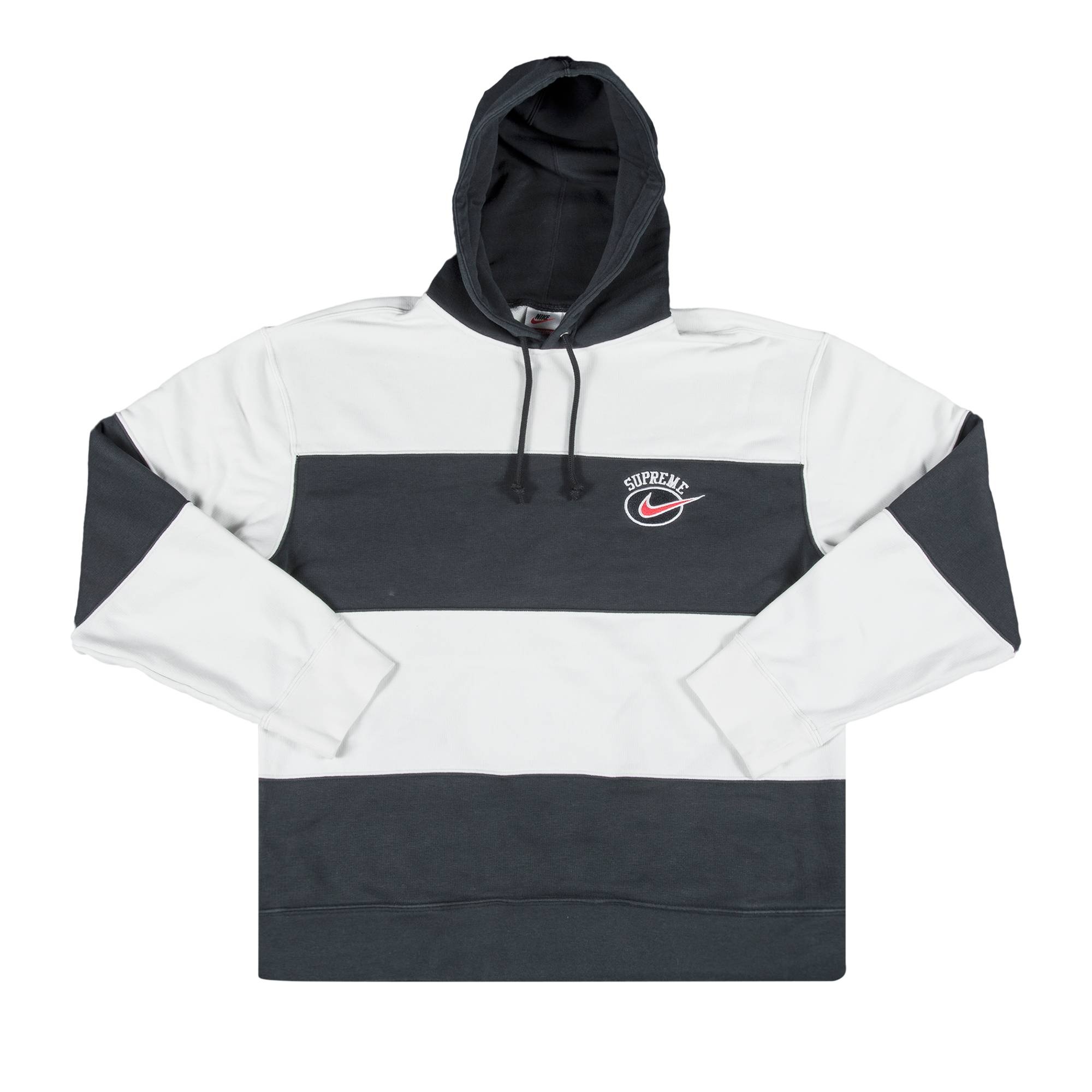 Supreme x Nike Stripe Hooded Sweatshirt 'Black' - 1