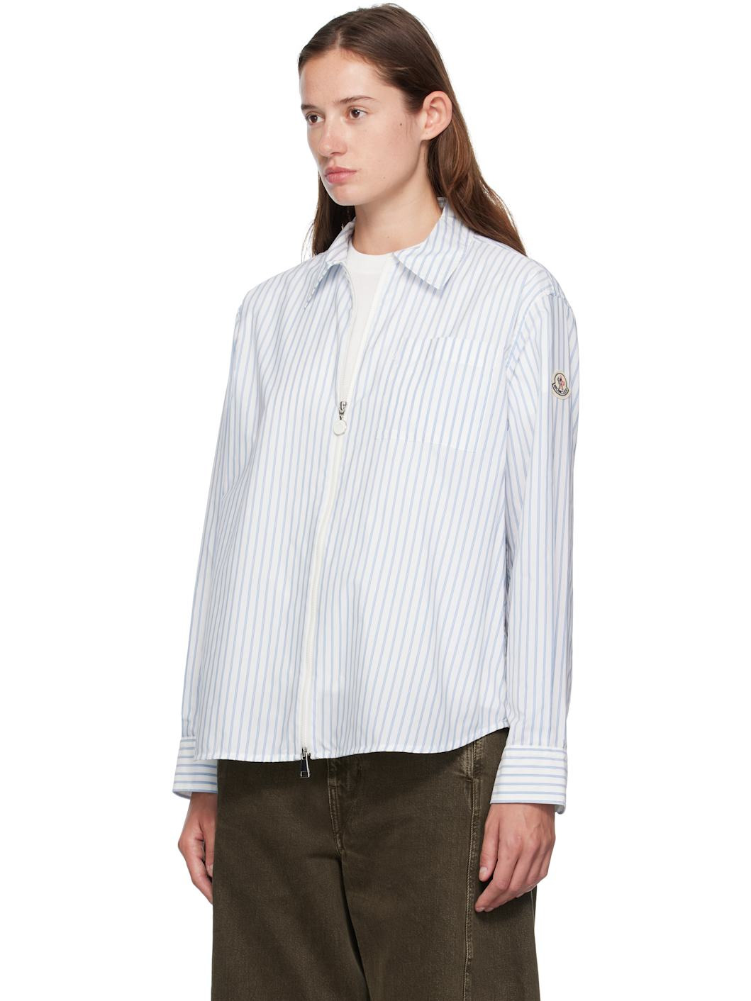 White & Blue Striped Shirt - 4