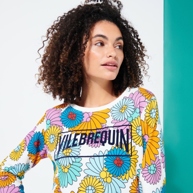 Women Cotton Sweatshirt print Marguerites and flocked Vilebrequin Logo - 5