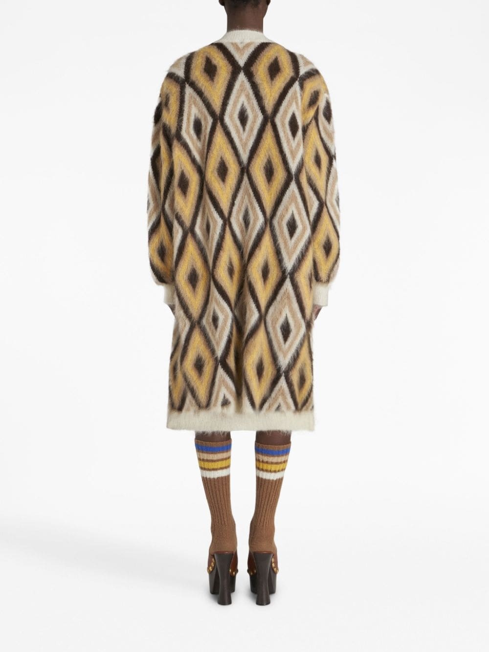 diamond-print brushed-effect cardi-coat - 3