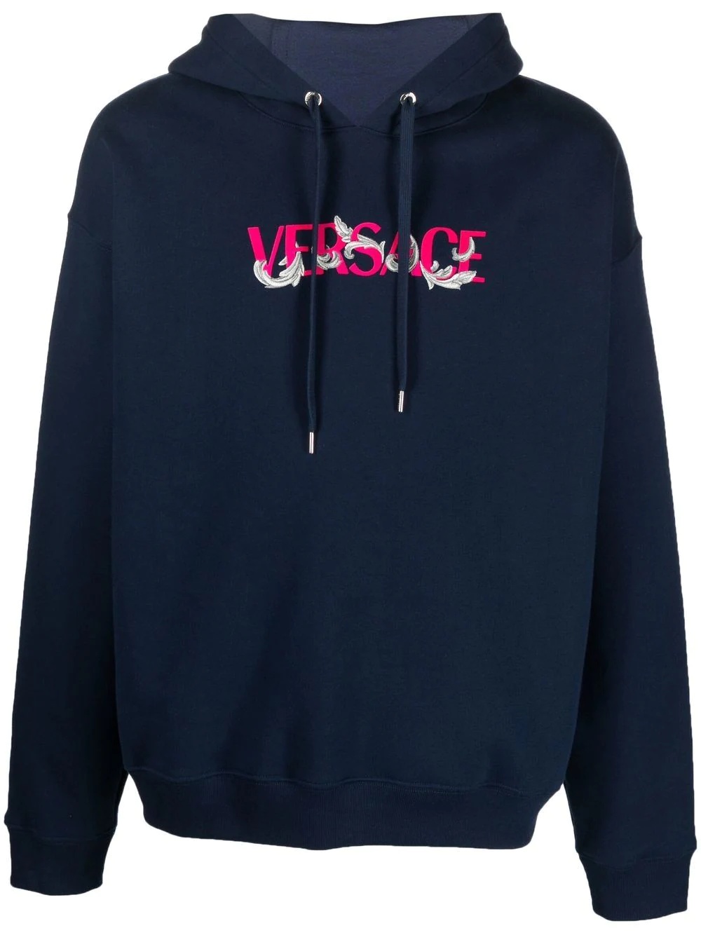 logo-embroidered drawstring hoodie - 1