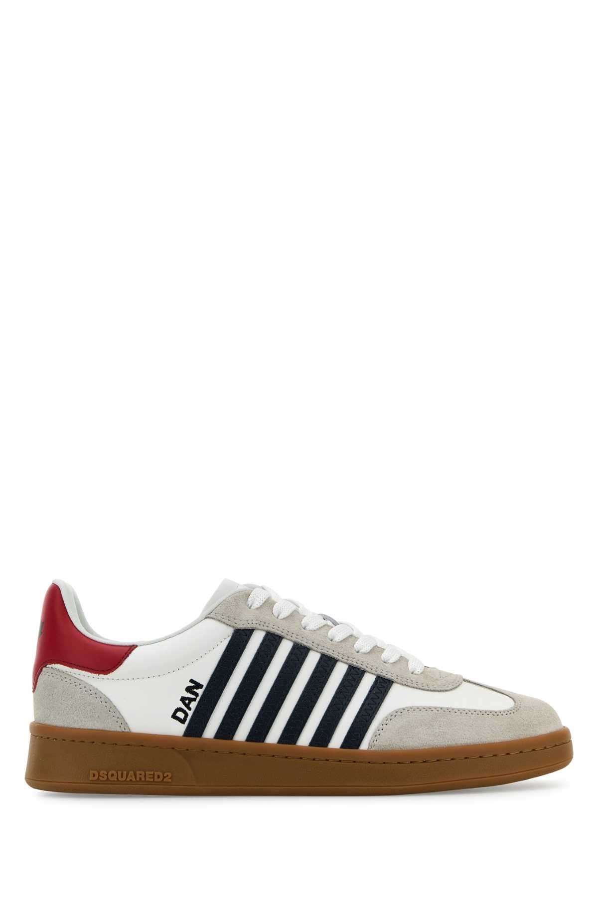 Dsquared Men White Leather Boxer Sneakers - 2