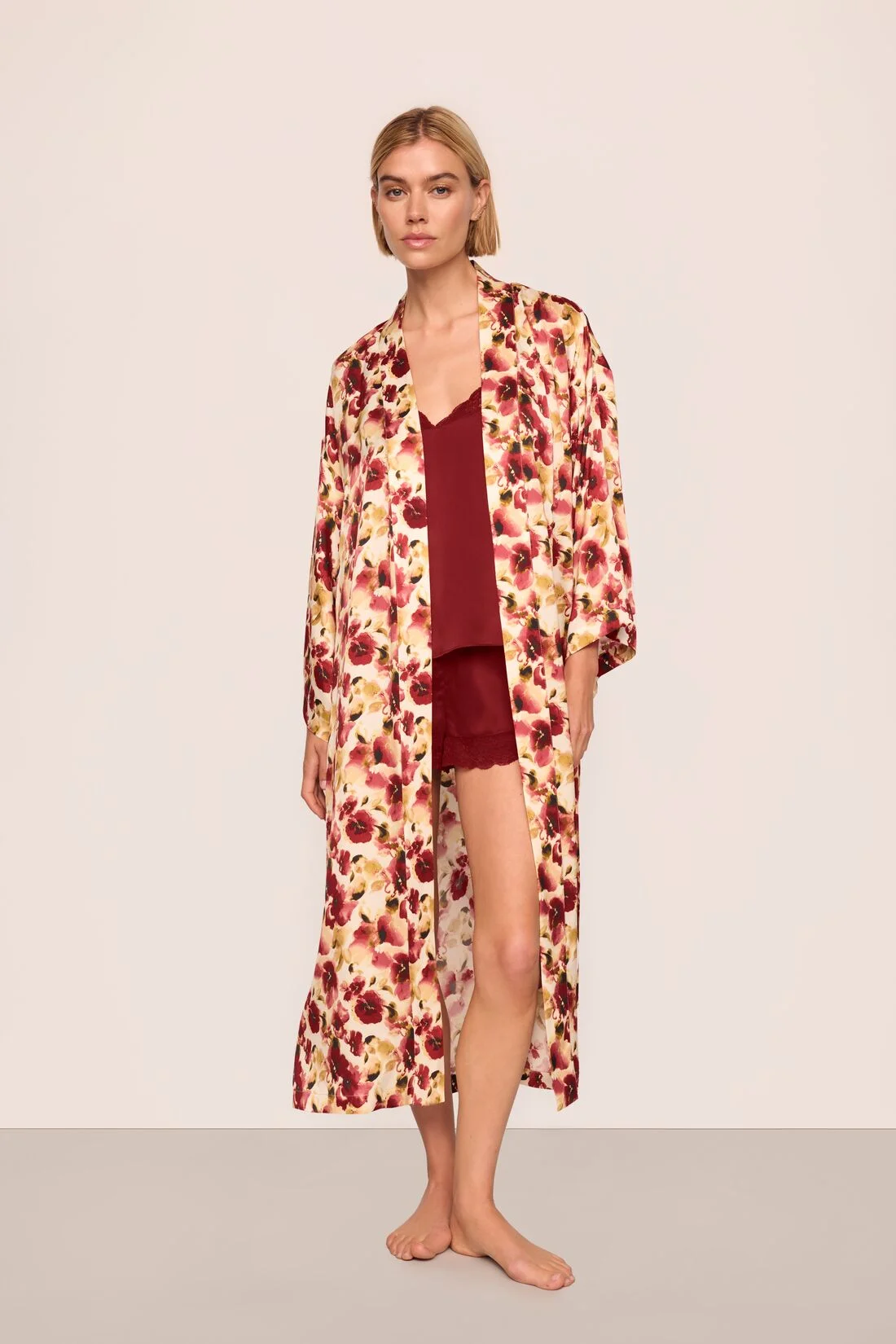 Eberjey x Lily Aldridge - Inez Washable Silk Printed Robe - 1