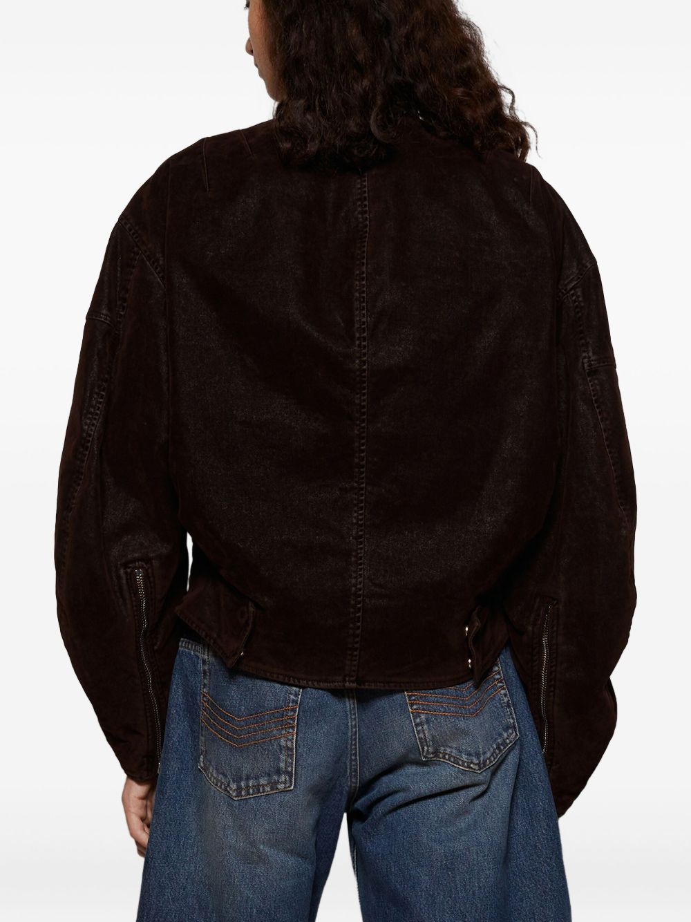 diagonal-zip velvet jacket - 5