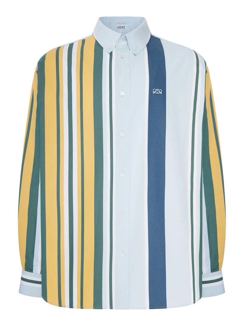 Loewe Men Mid-Weight Striped Cotton Twill Shirt - 1