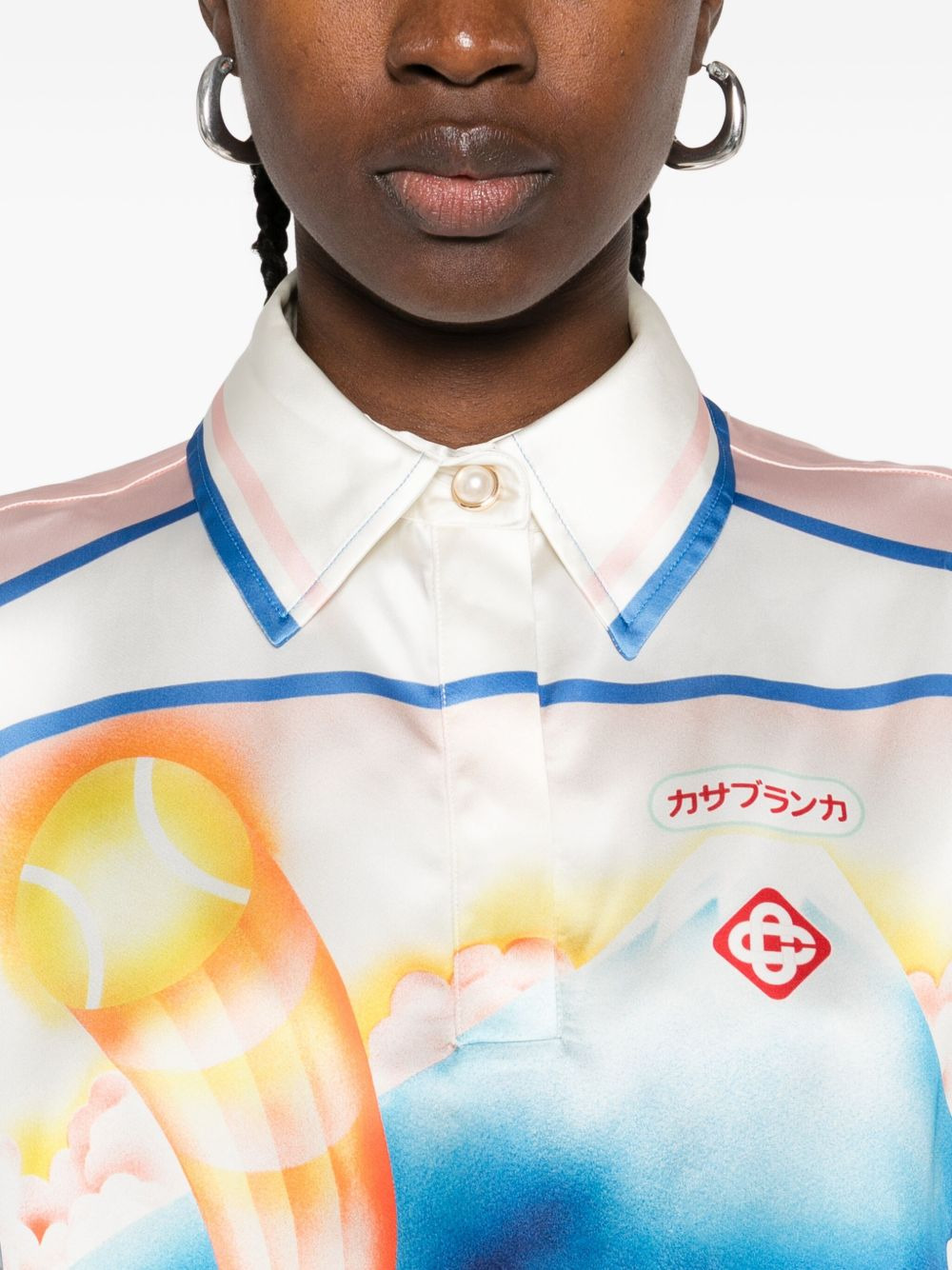 printed silk top - 5