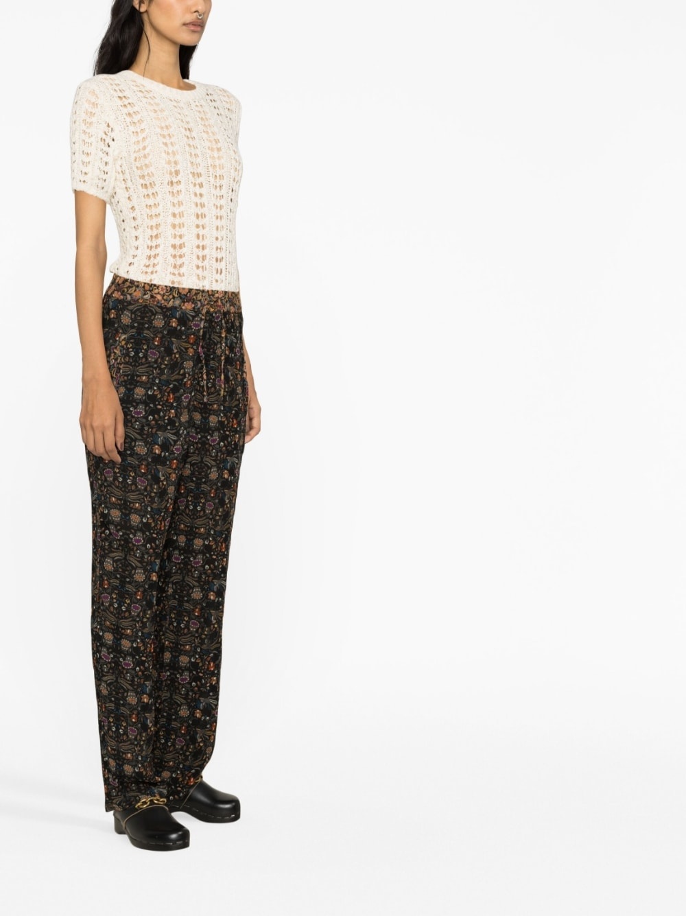 Ozio floral-print silk trousers - 4