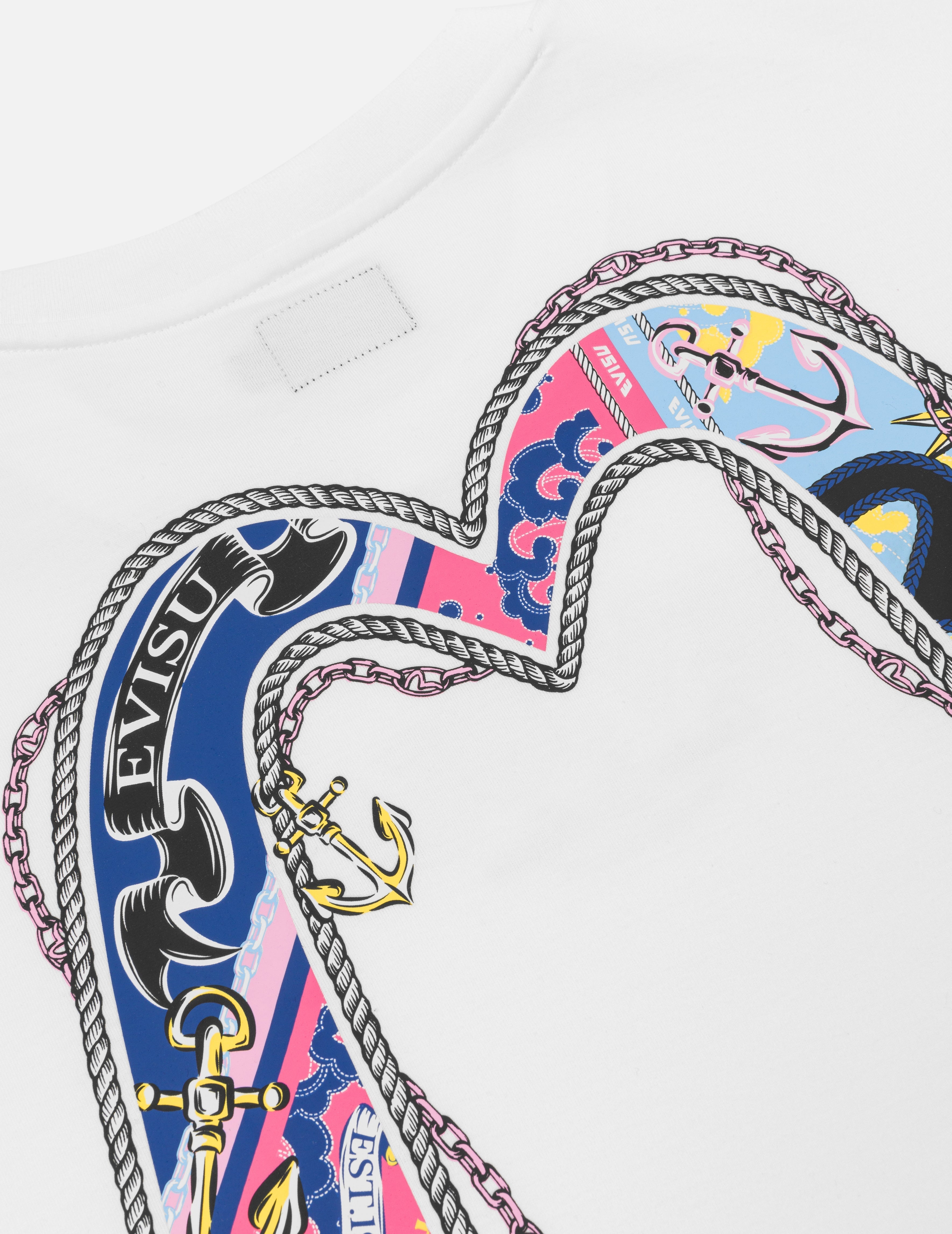 Twisted Rope and Daicock Anchor Print Oversized T-Shirt - 5