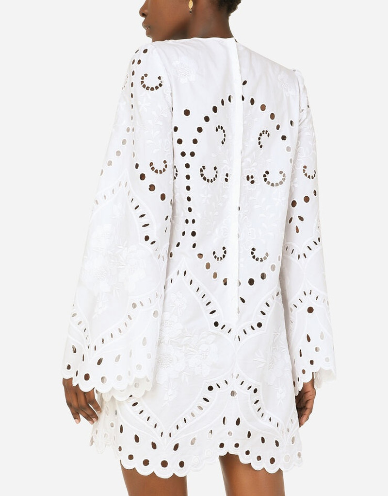 Short poplin dress with embroidery 5