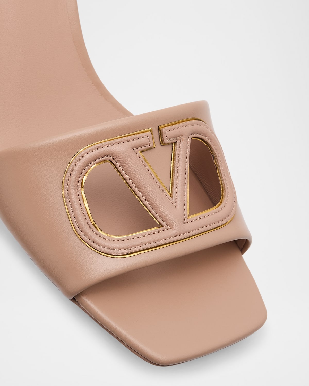 VLogo Leather Cutout Slide Sandals - 6