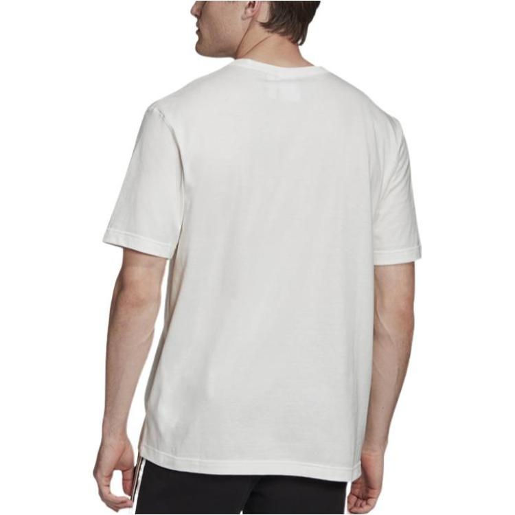 Men's adidas originals Logo Printing Round Neck Pullover Short Sleeve White T-Shirt FM2223 - 4