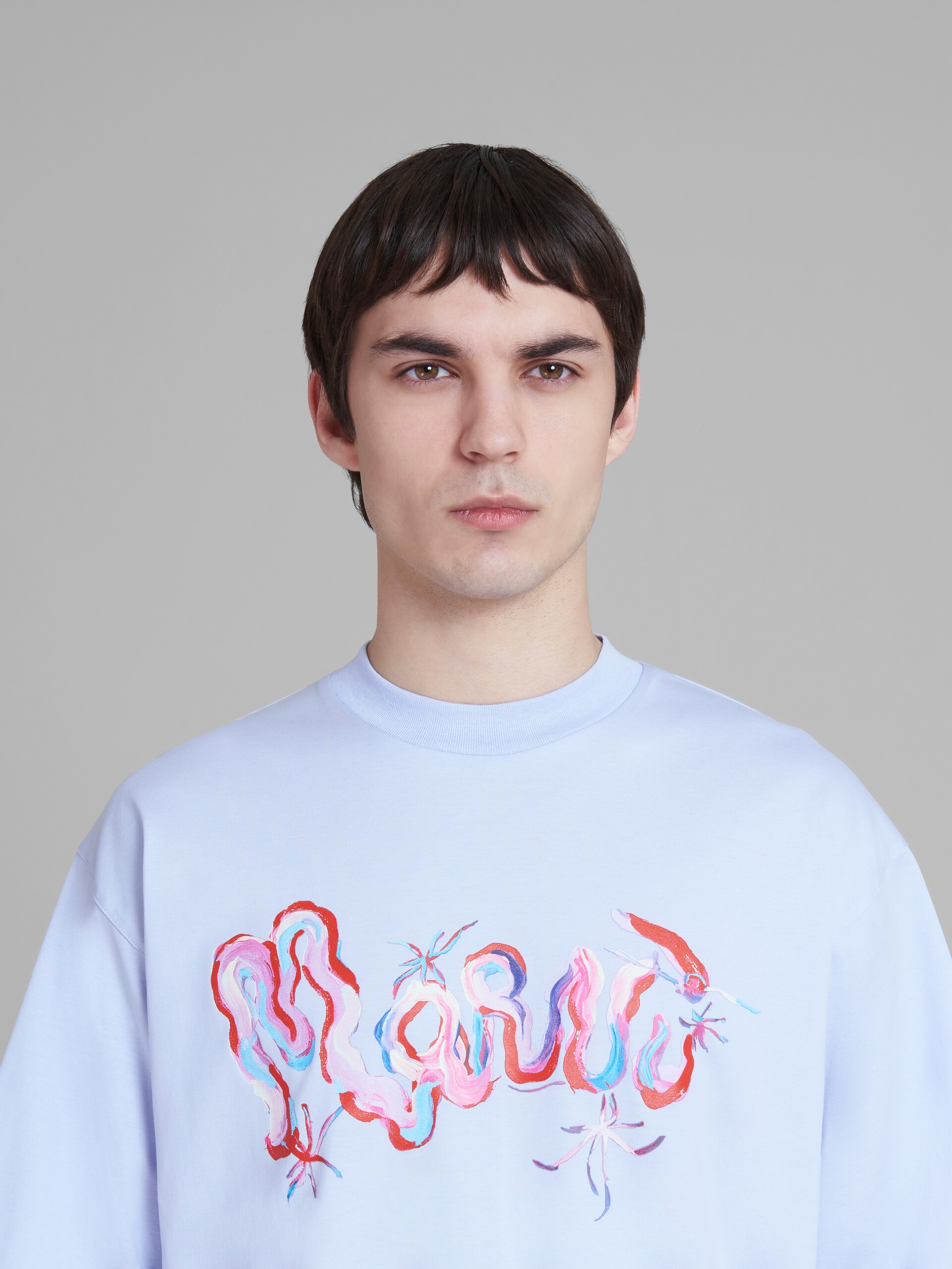 PURPLE COTTON T-SHIRT WITH MARNI WHIRL PRINT - 4