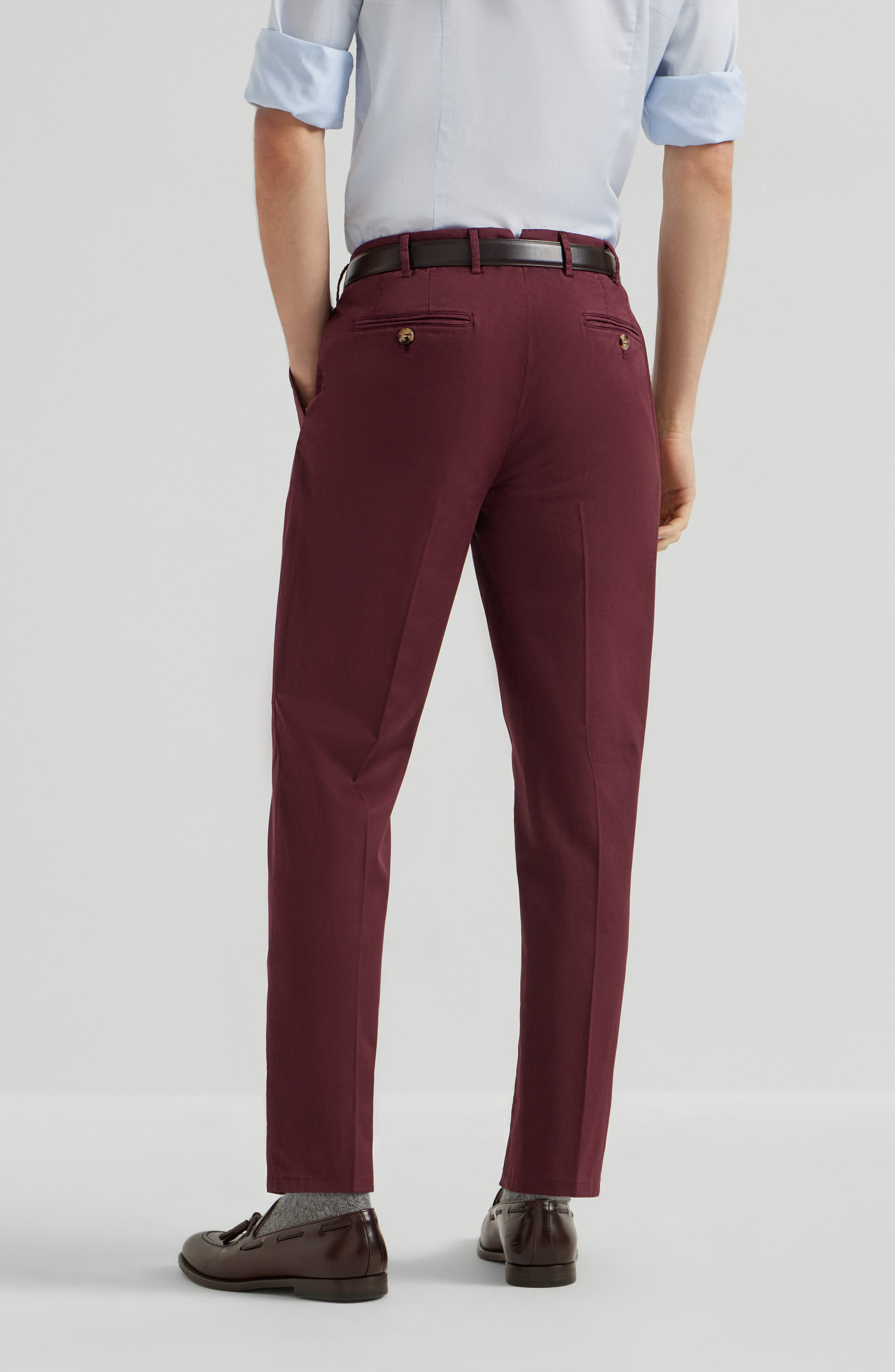 Brunello Cucinelli Gabardine garment dyed trousers in Amaranth at Nordstrom - 3