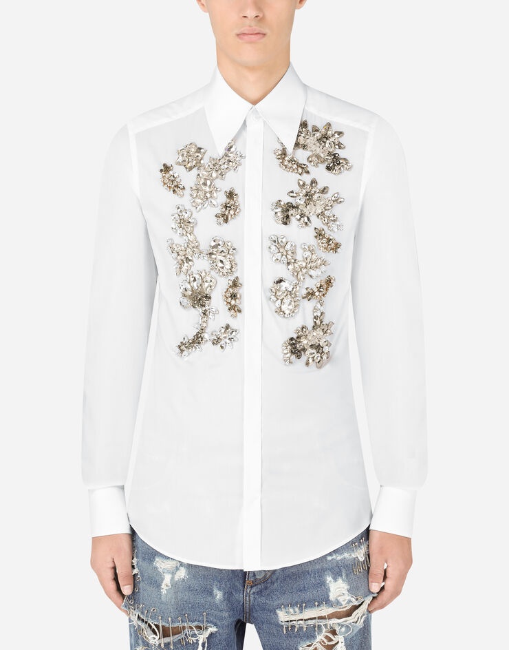 Cotton Martini-fit shirt with crystal detailing - 1