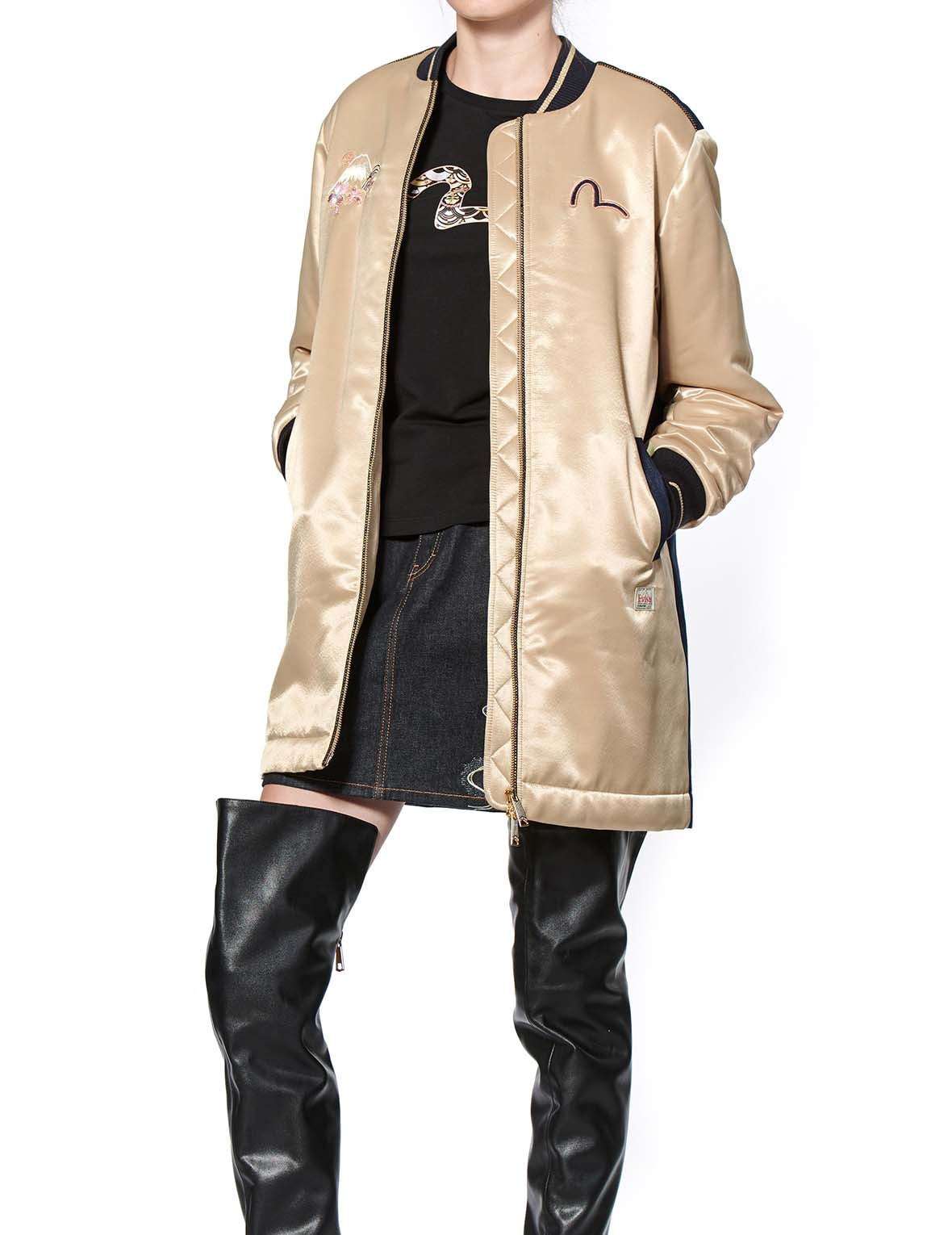 Denim Blocking Souvenir Long Coat - 8