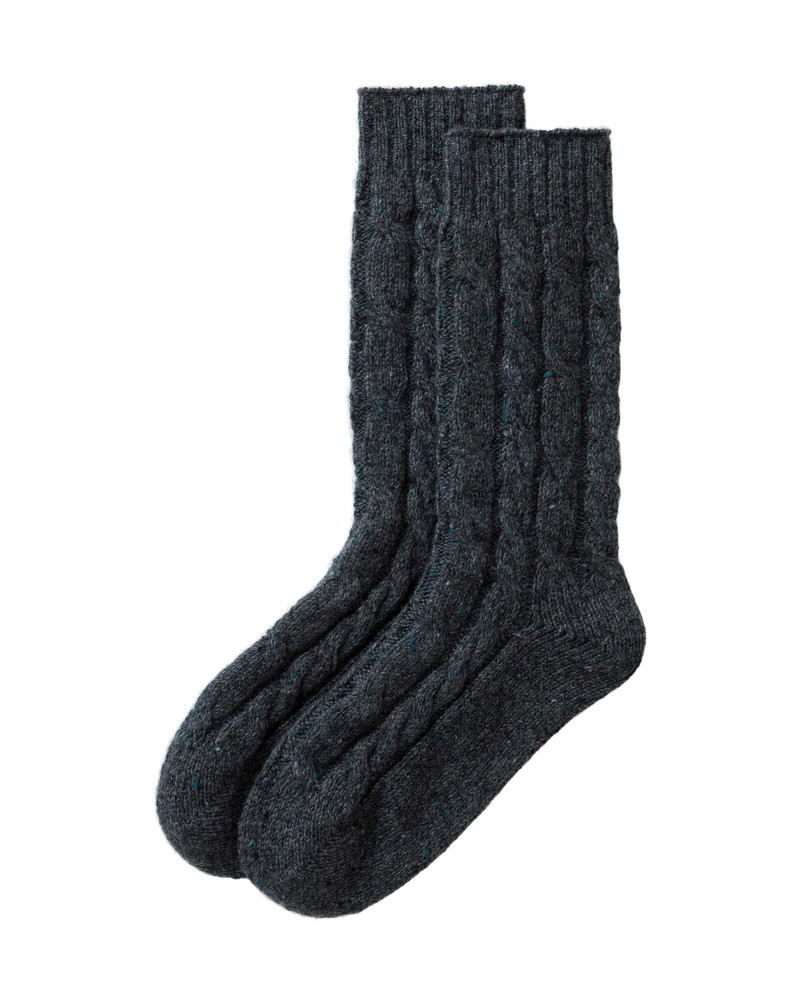 Cashmere Donegal Cable Blue Socks 1