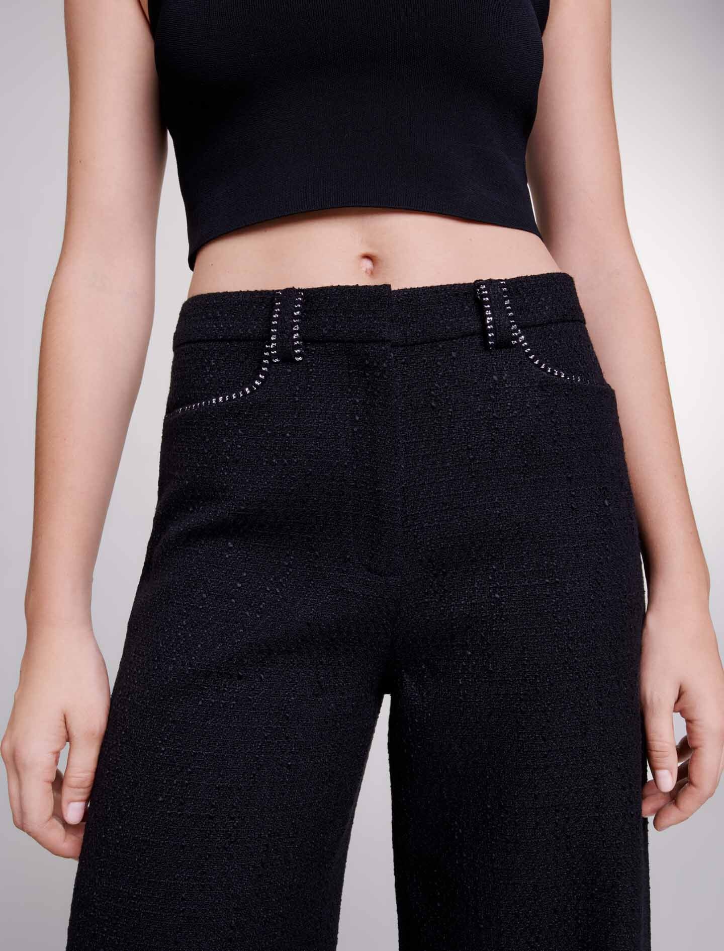 Wide-leg tweed trousers - 3