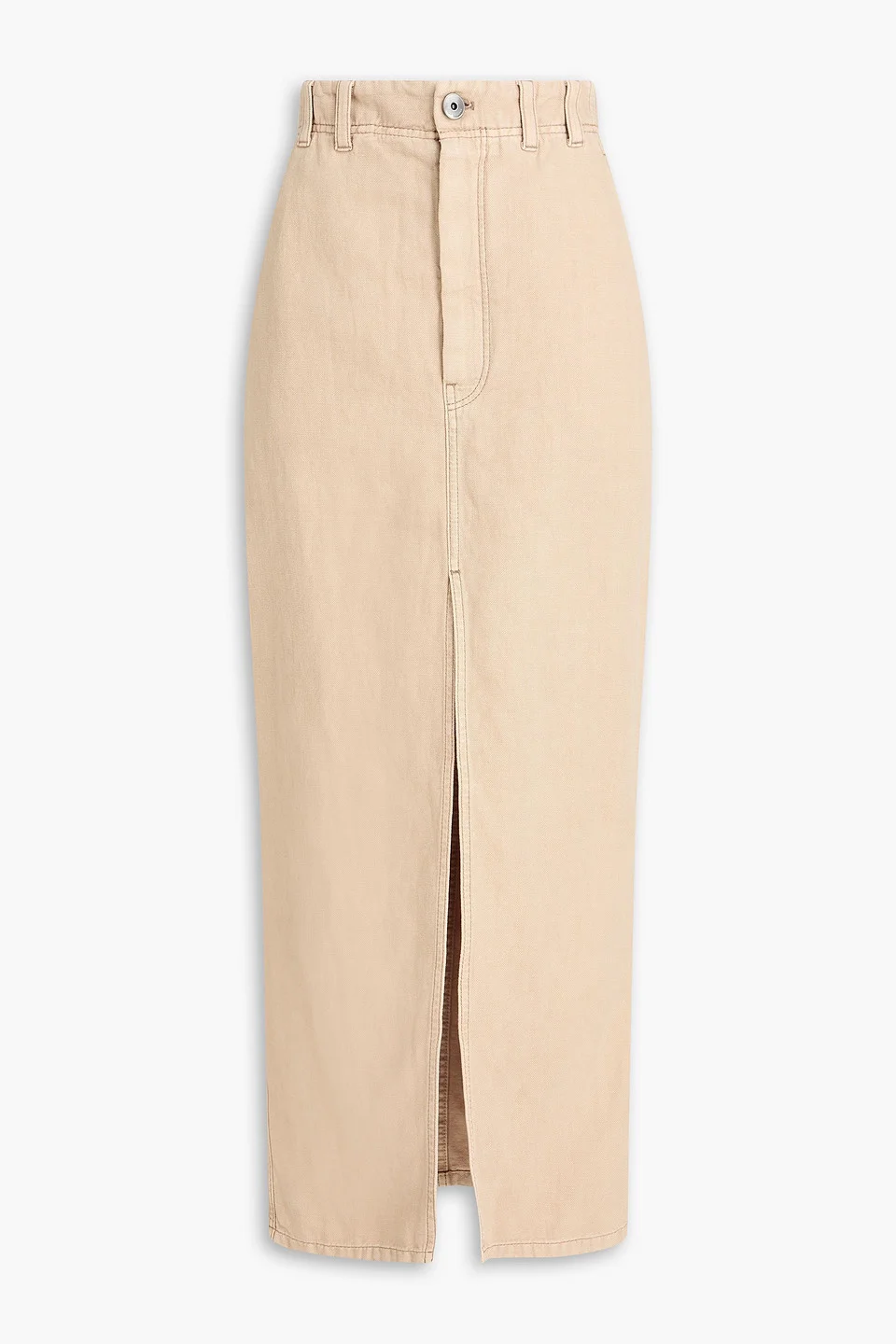 Cotton and linen-blend drill maxi skirt - 1